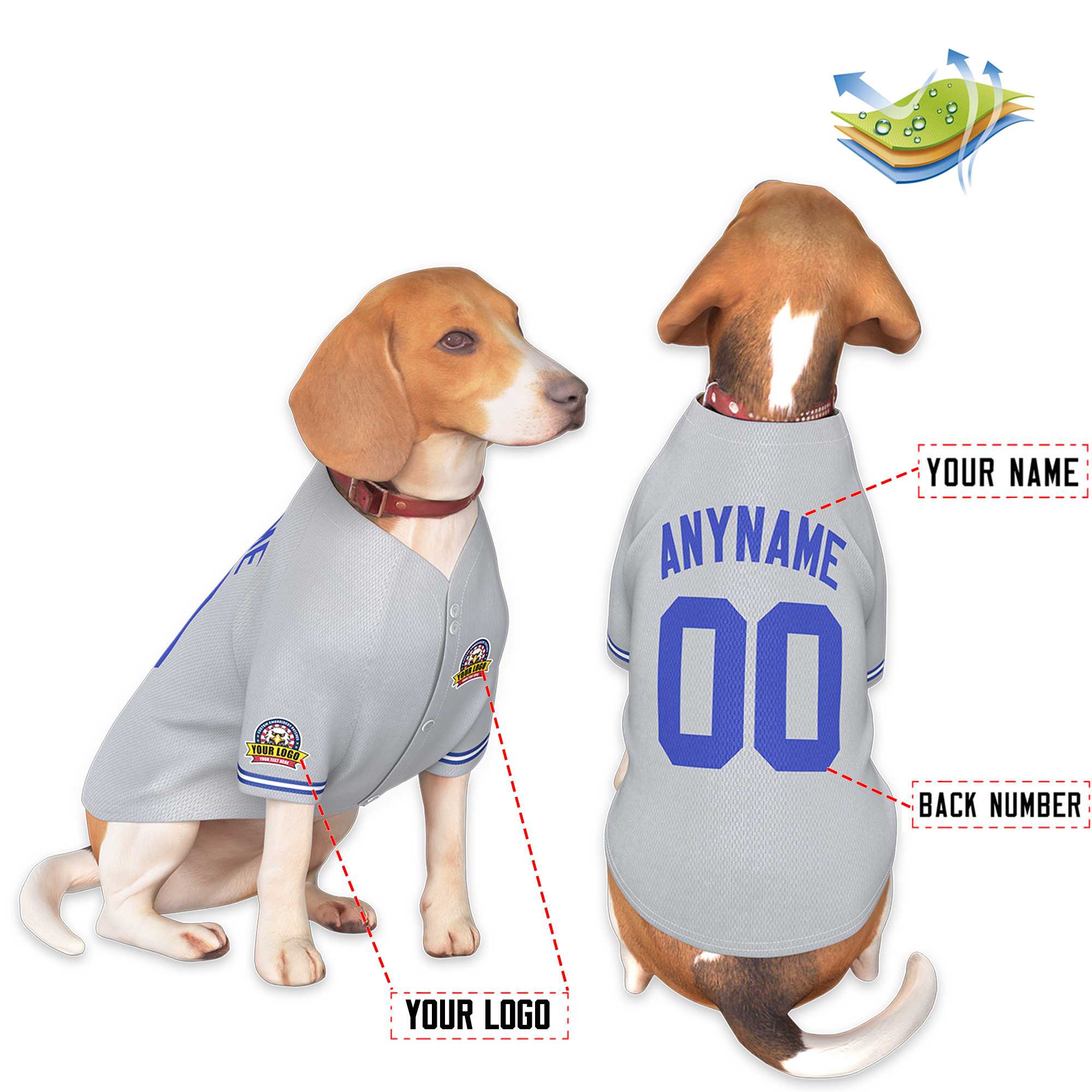 Custom Gray Royal Classic Style Dog Jersey