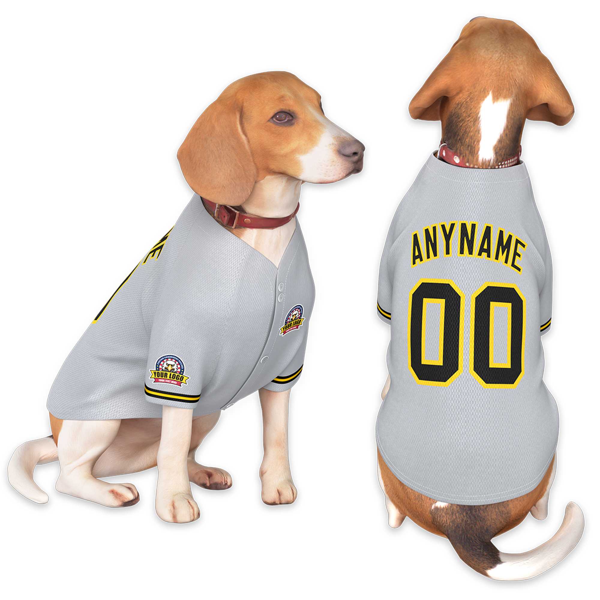 Custom Gray Black-Gold Classic Style Dog Jersey