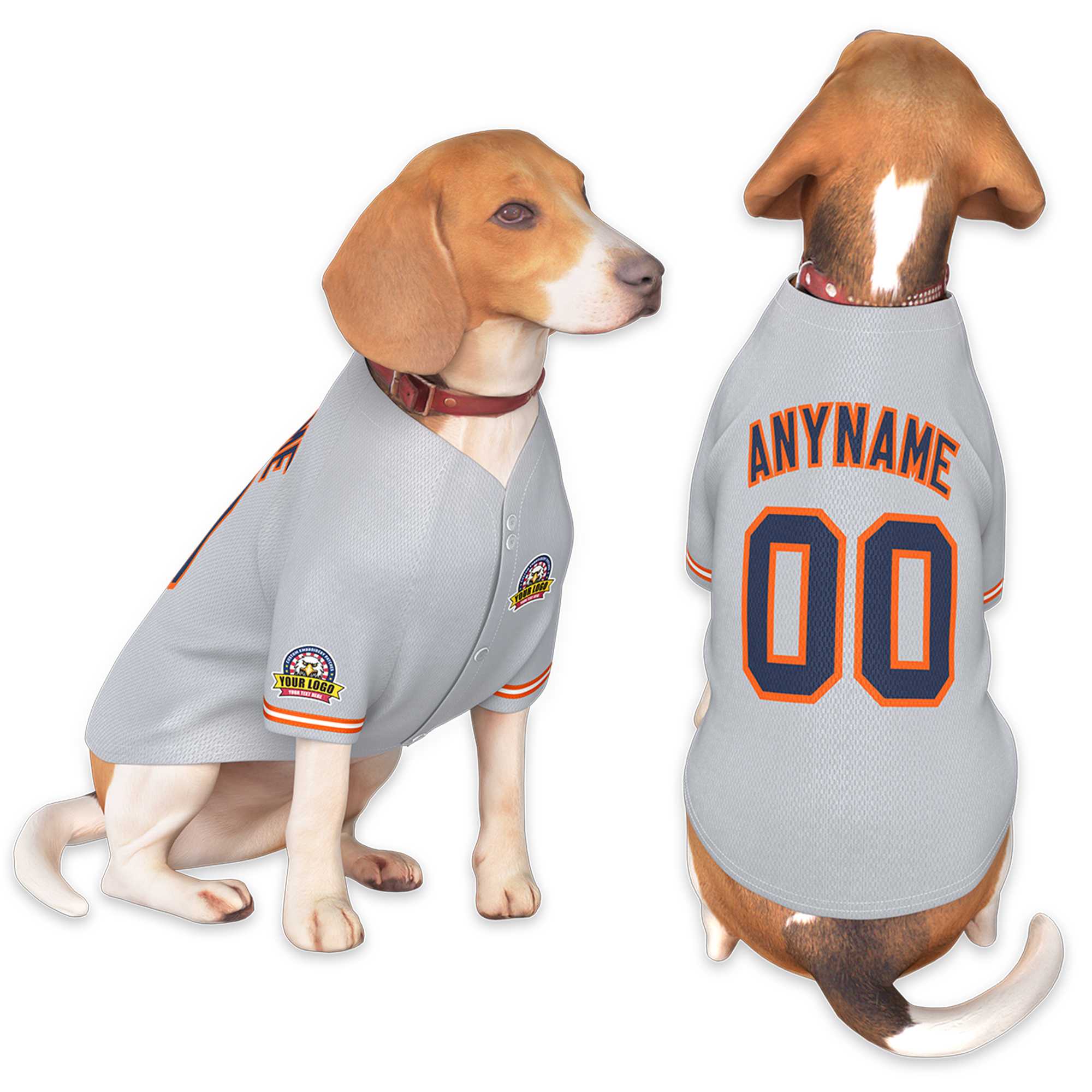 Custom Gray Navy-Orange Classic Style Dog Jersey