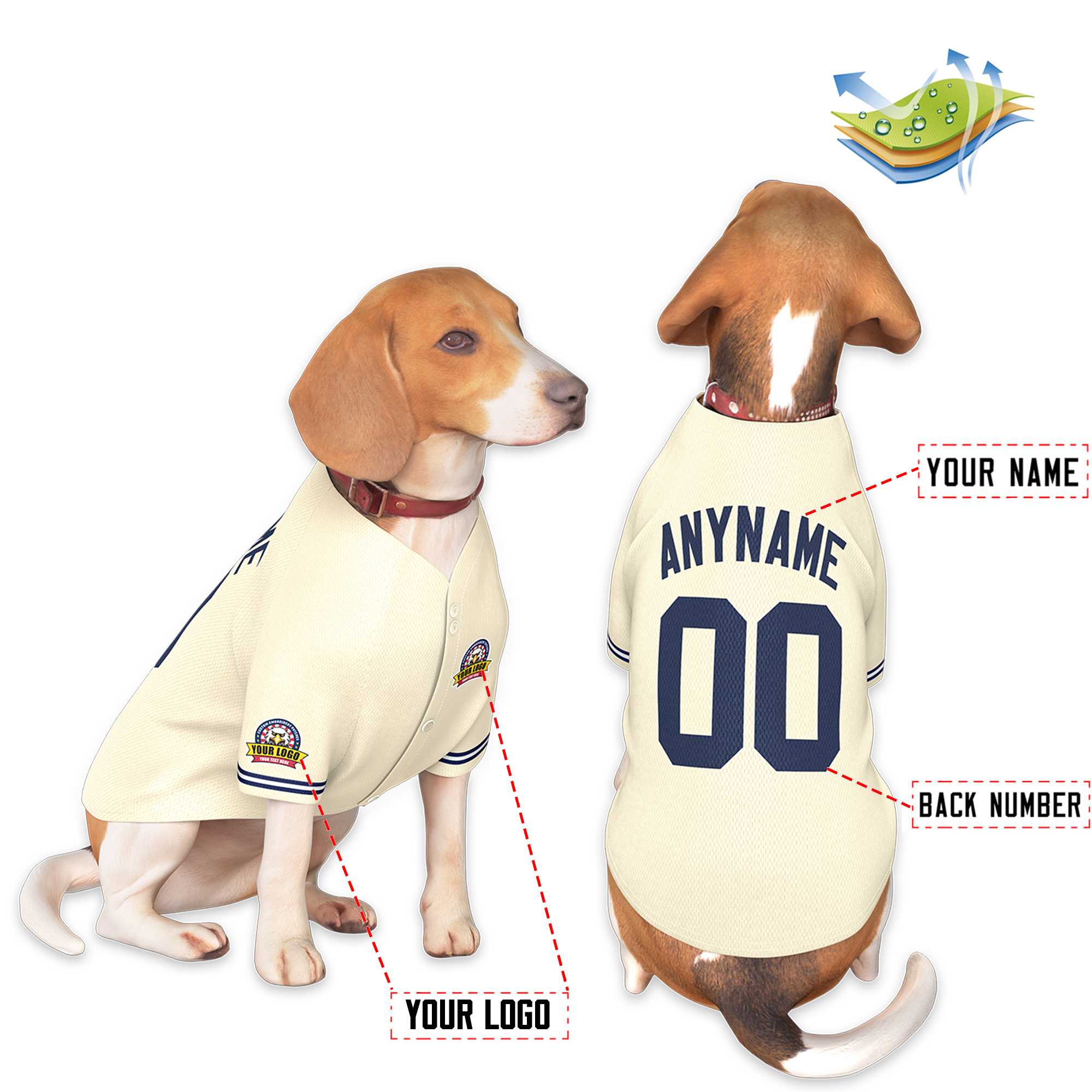 Custom Khaki Navy Classic Style Dog Jersey