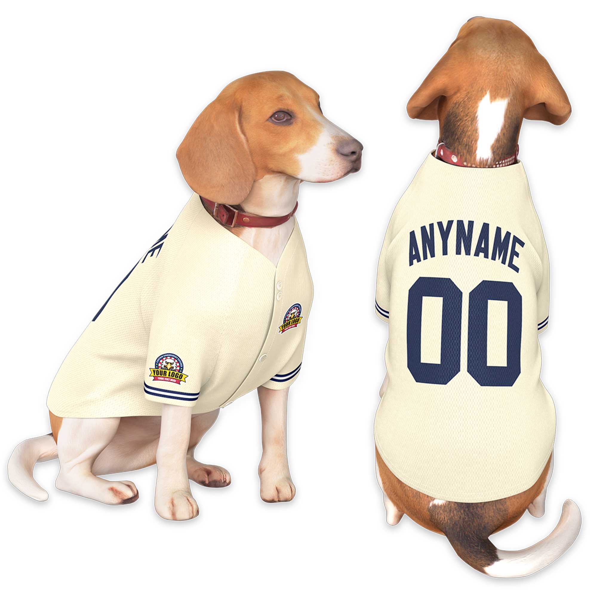 Custom Khaki Navy Classic Style Dog Jersey