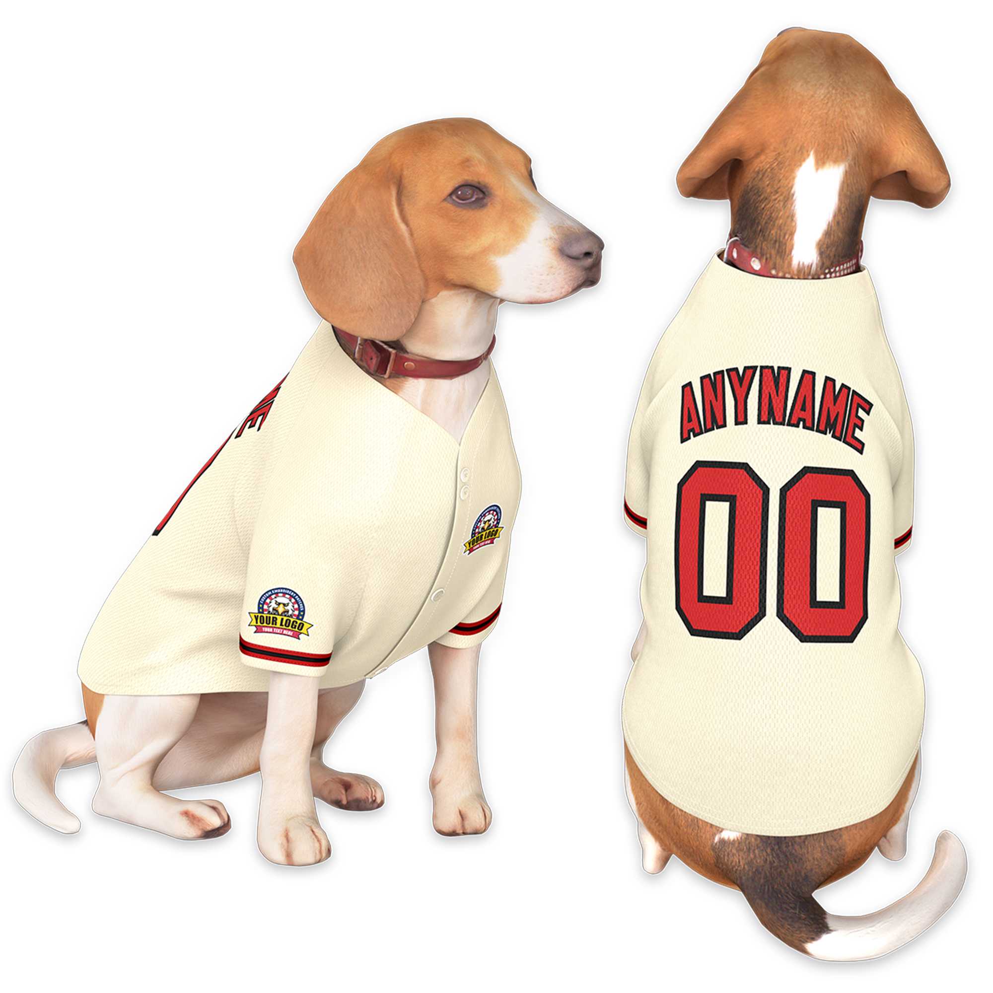 Custom Khaki Red-Black Classic Style Dog Jersey