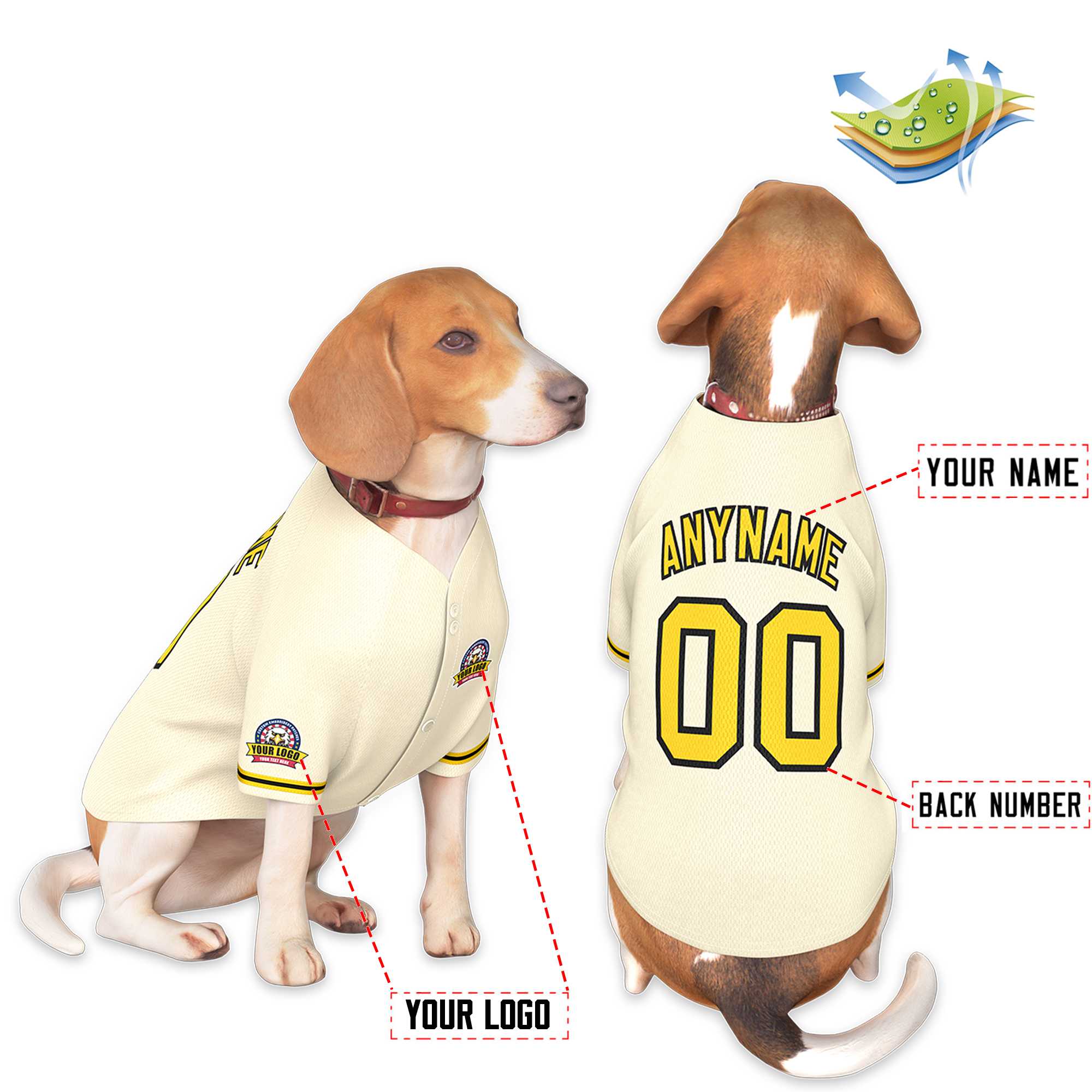 Custom Khaki Gold-Black Classic Style Dog Jersey