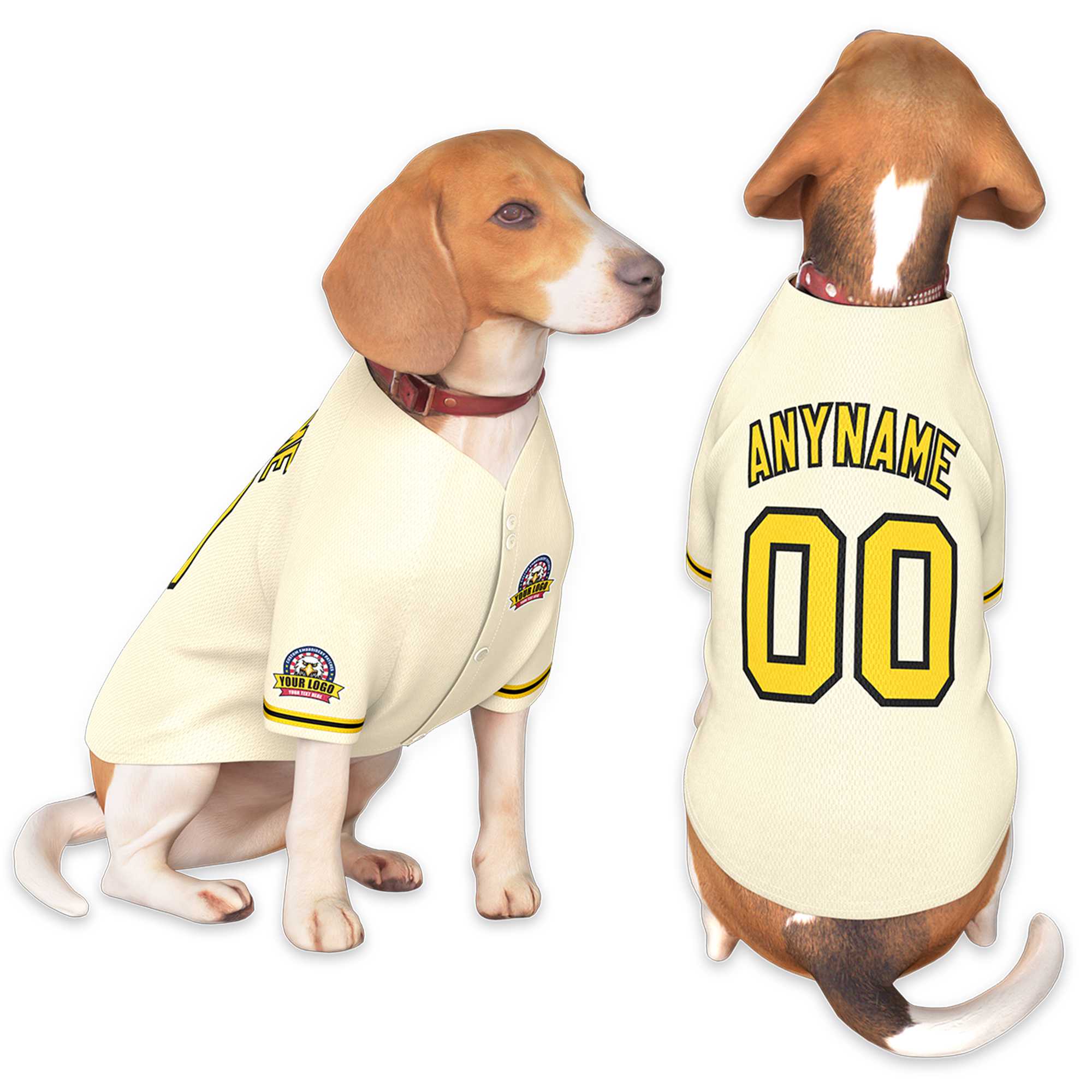 Custom Khaki Gold-Black Classic Style Dog Jersey