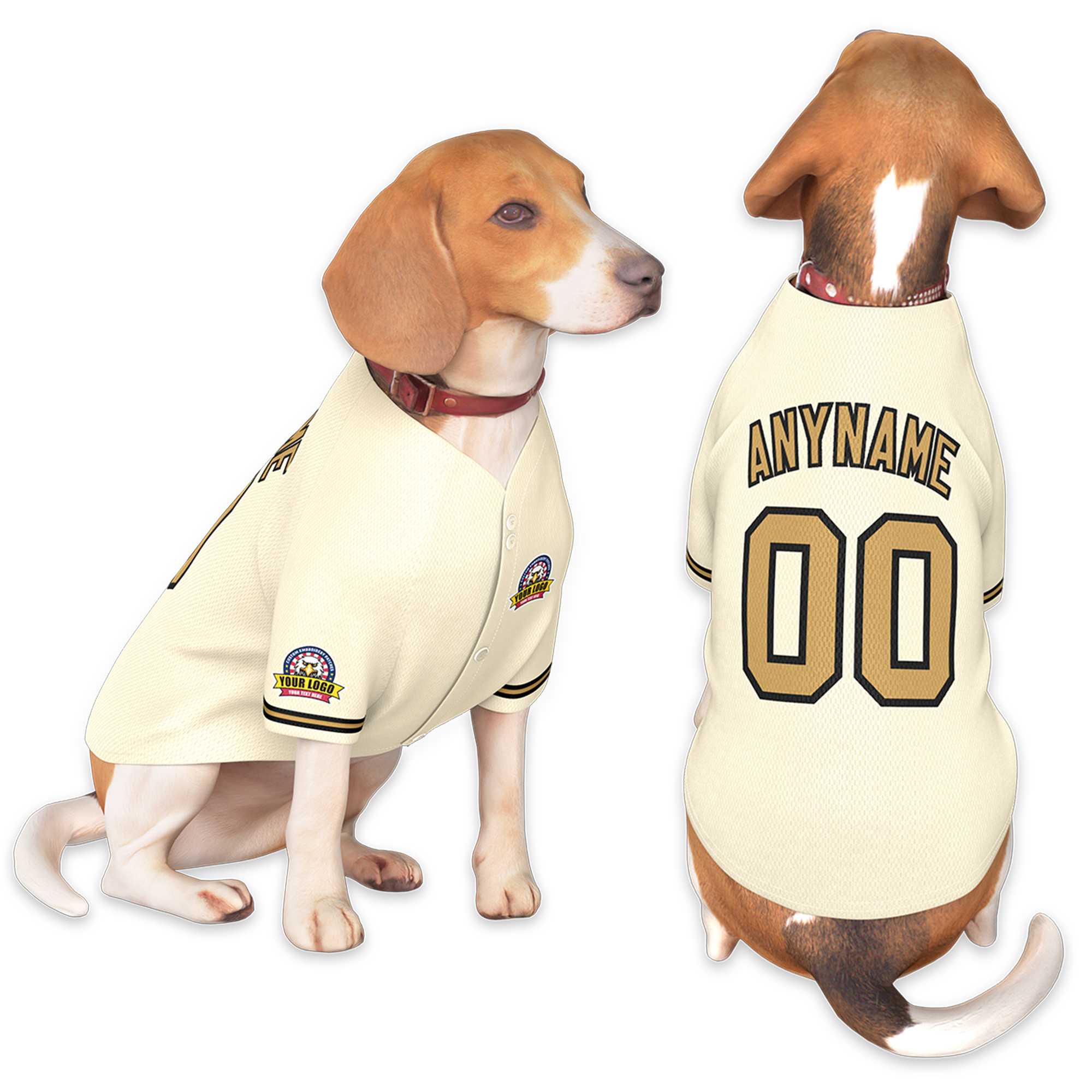 Custom Khaki Old Gold-Black Classic Style Dog Jersey