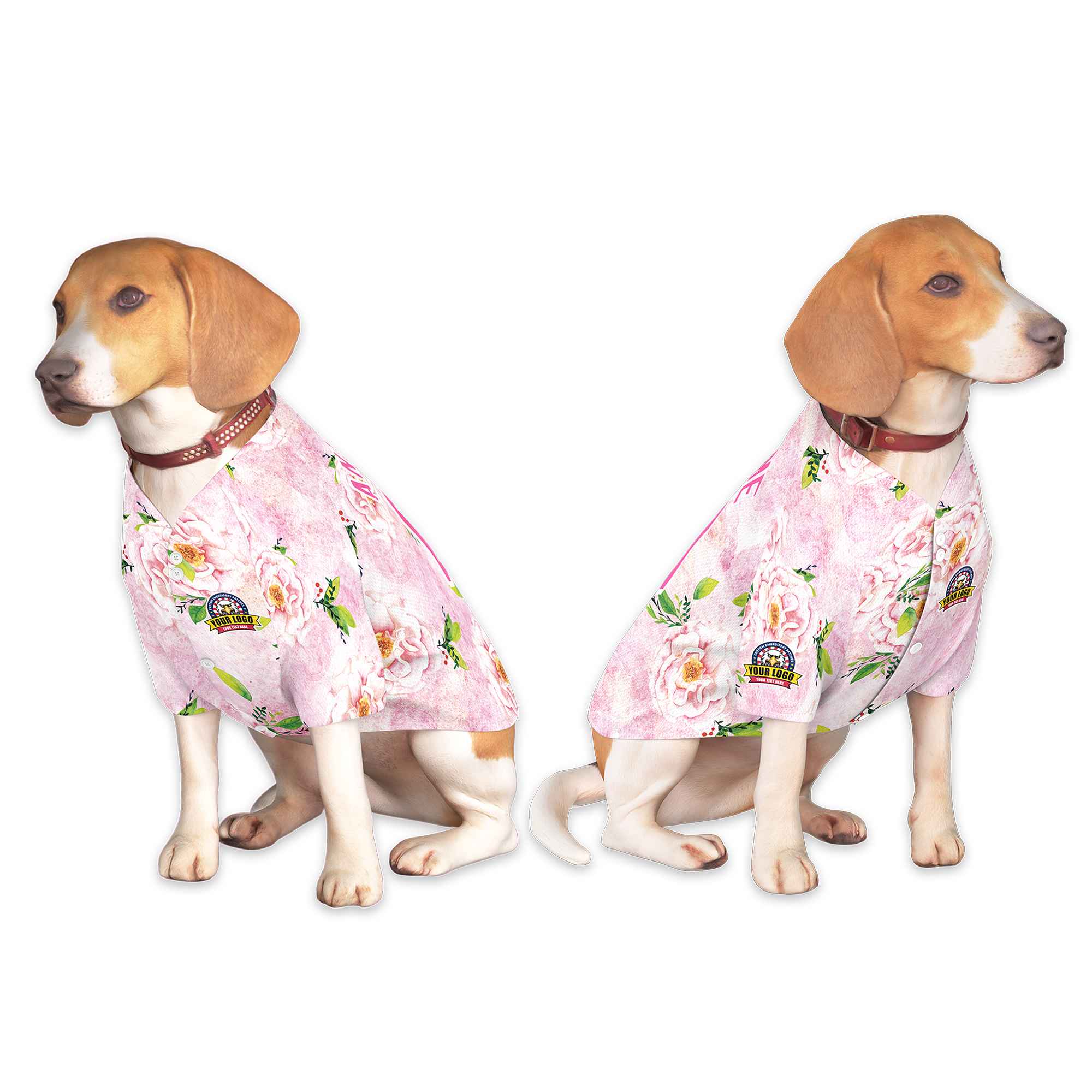 Maillot pour chien à motif graffiti blanc rose personnalisé