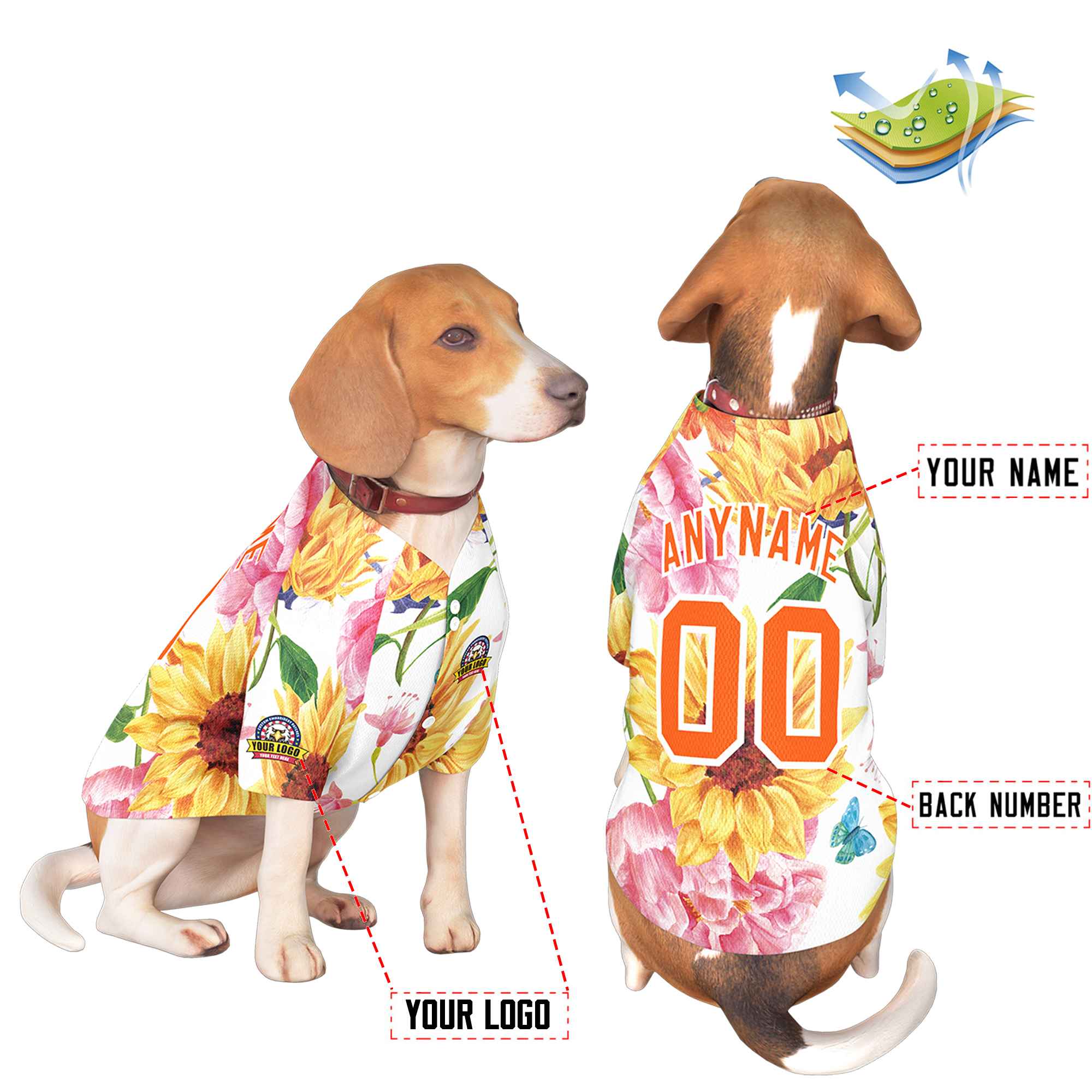 Custom Orange White Graffiti Pattern Dog Jersey