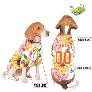 Maillot pour chien à motif graffiti blanc orange personnalisé