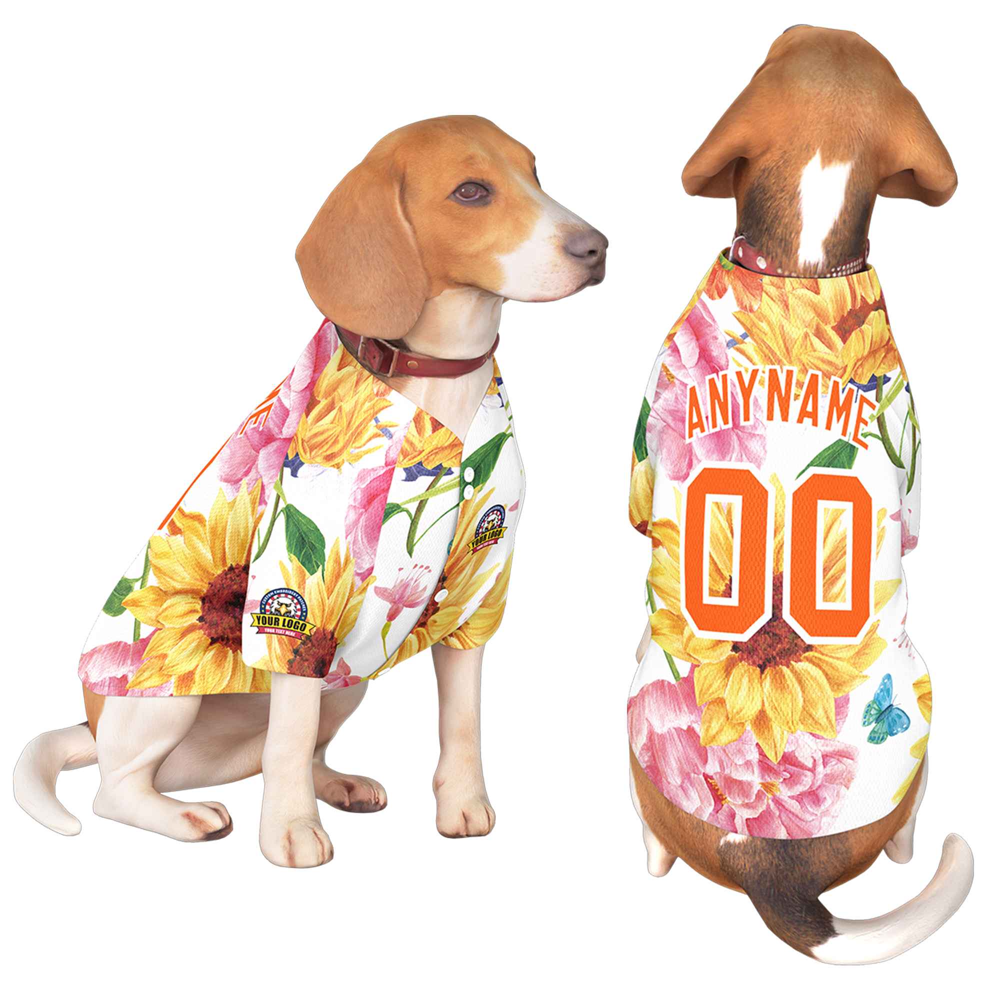 Custom Orange White Graffiti Pattern Dog Jersey