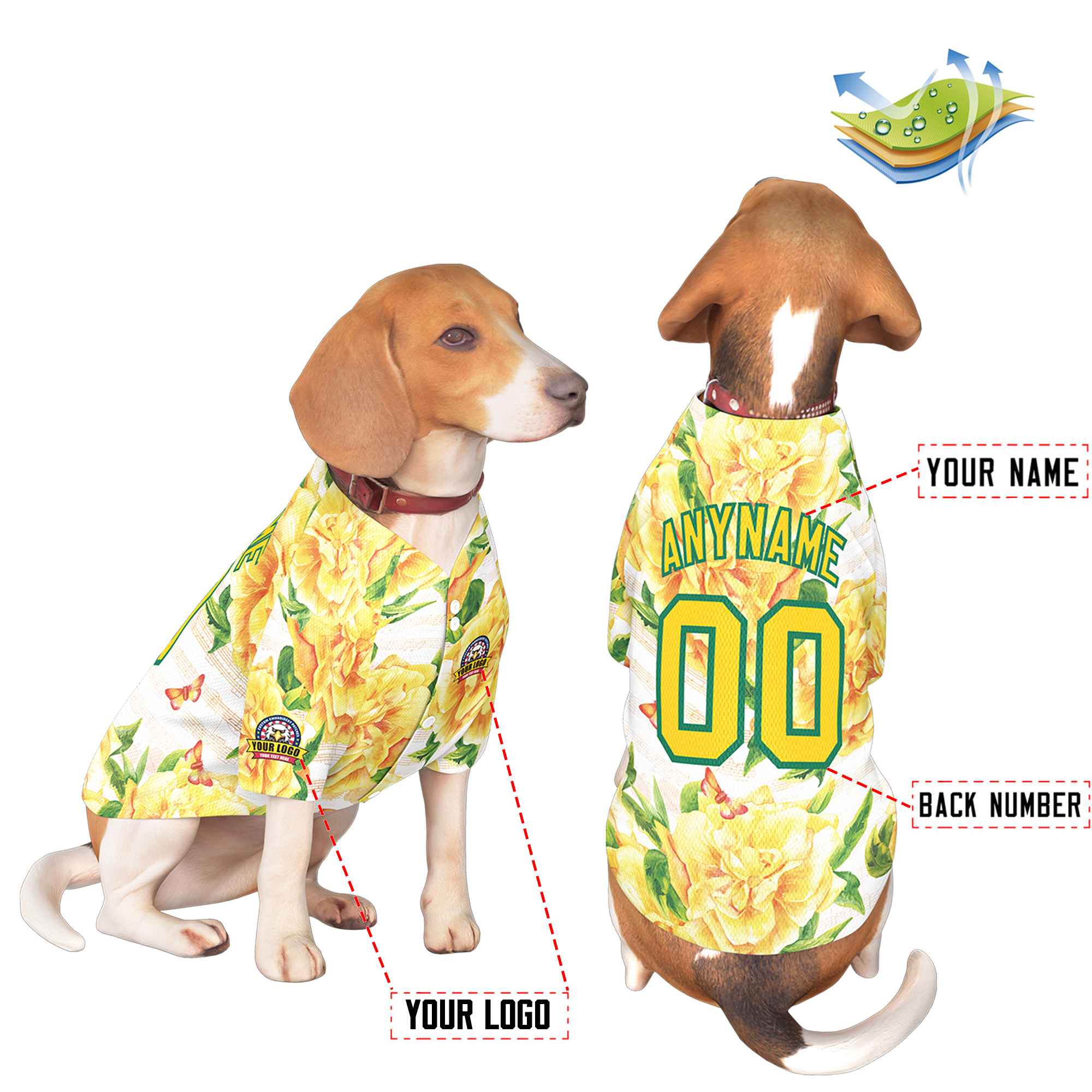 Custom Gold Kelly Green Graffiti Pattern Dog Jersey