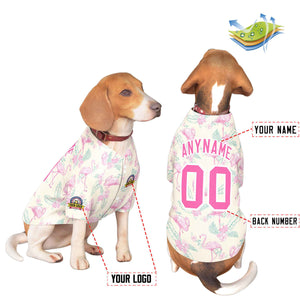 Maillot pour chien à motif graffiti blanc rose personnalisé