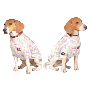 Maillot pour chien à motif graffiti blanc rose personnalisé