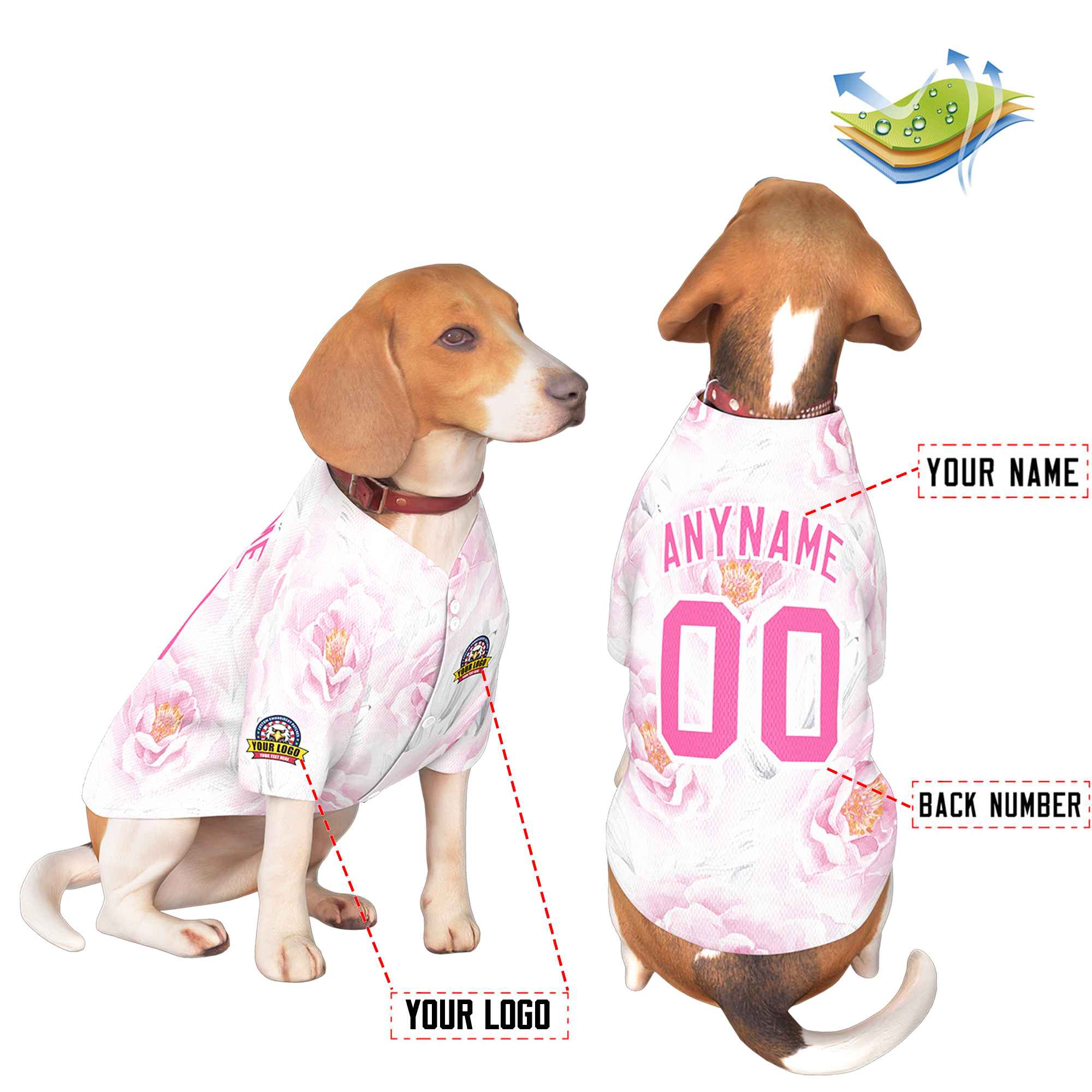 Custom Pink White Graffiti Pattern Dog Jersey