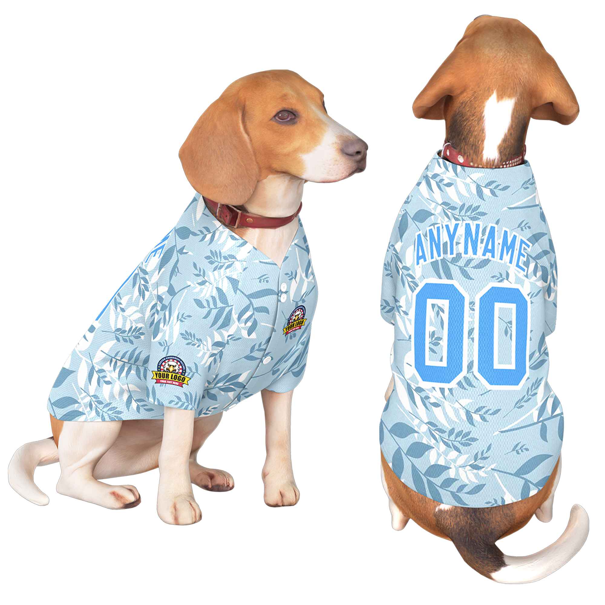 Custom Powder Blue White Graffiti Pattern Dog Jersey