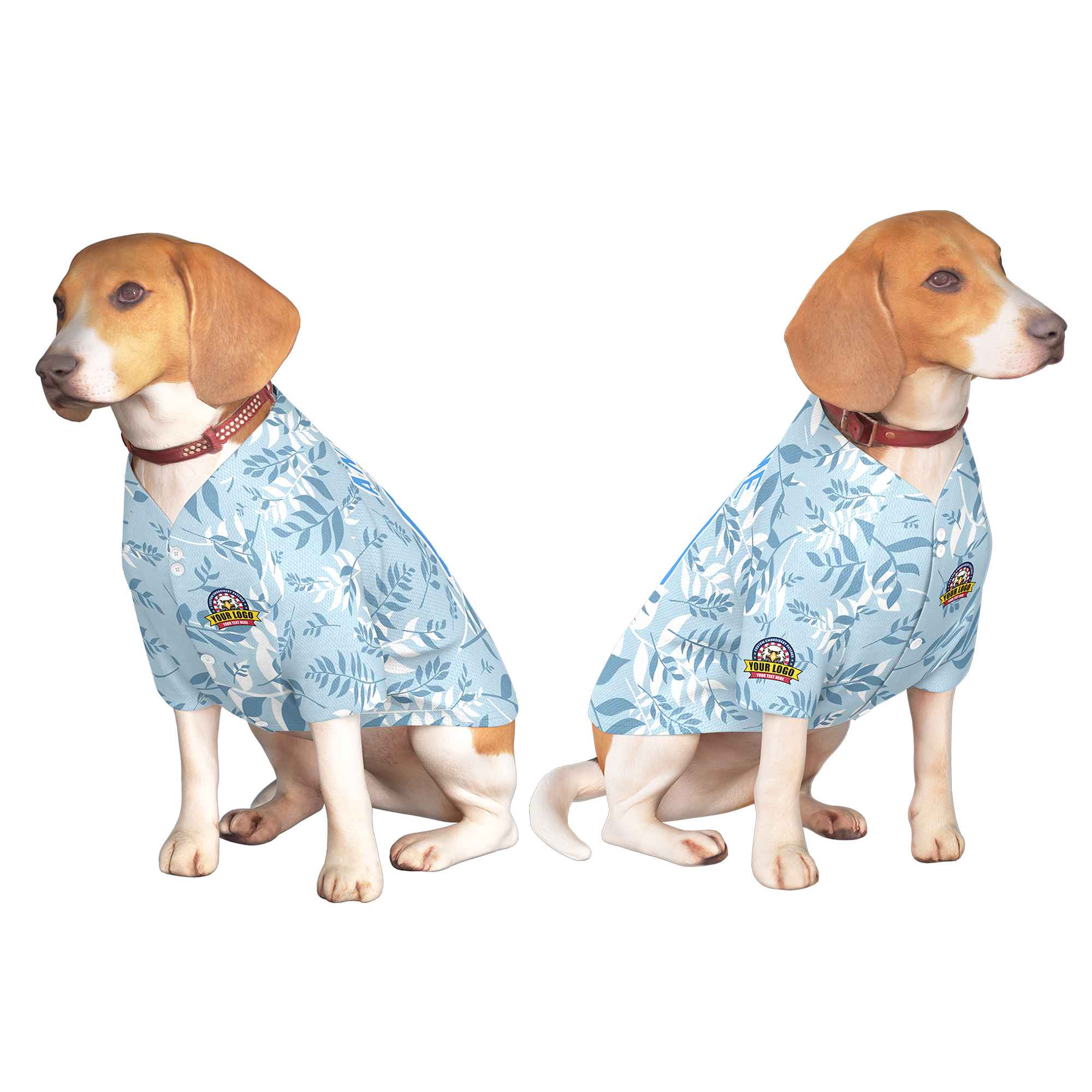 Maillot pour chien à motif graffiti blanc bleu poudre personnalisé