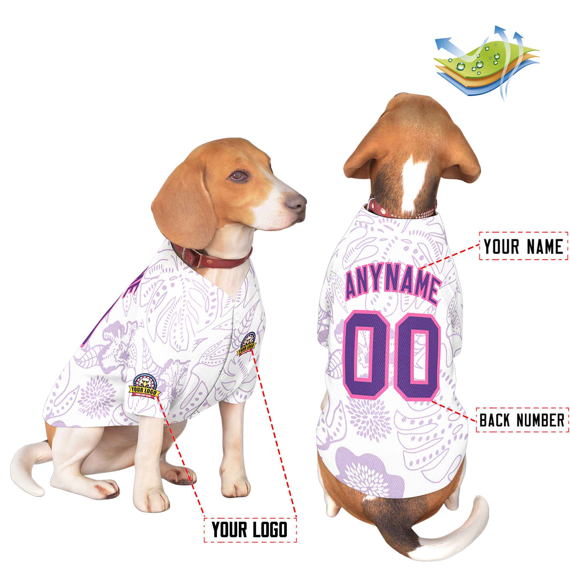 Custom Purple Pink Graffiti Pattern Dog Jersey