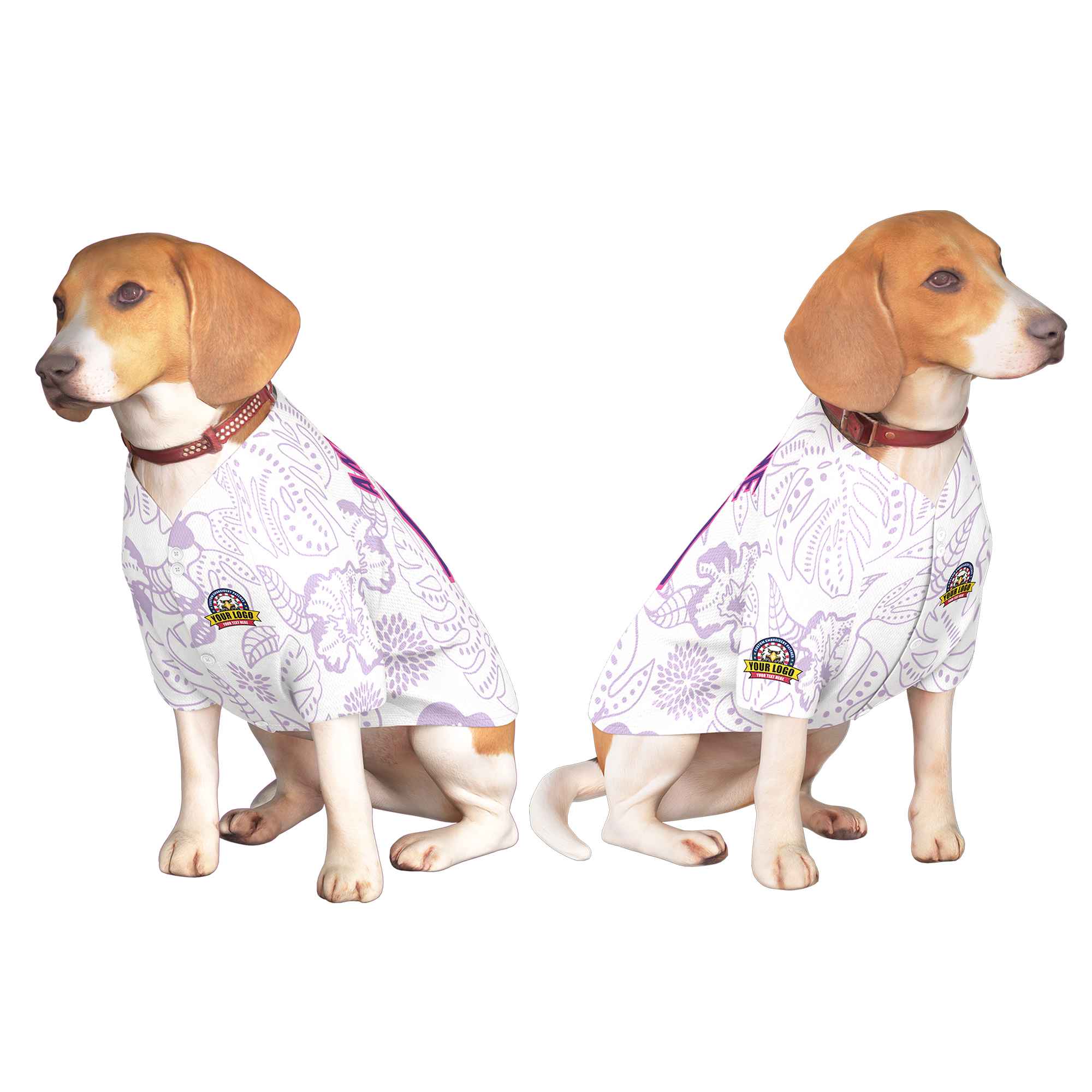 Maillot pour chien à motif graffiti rose violet personnalisé