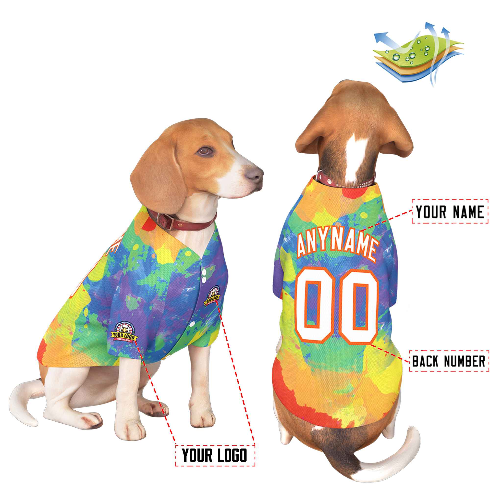 Custom White Orange Graffiti Pattern Dog Jersey