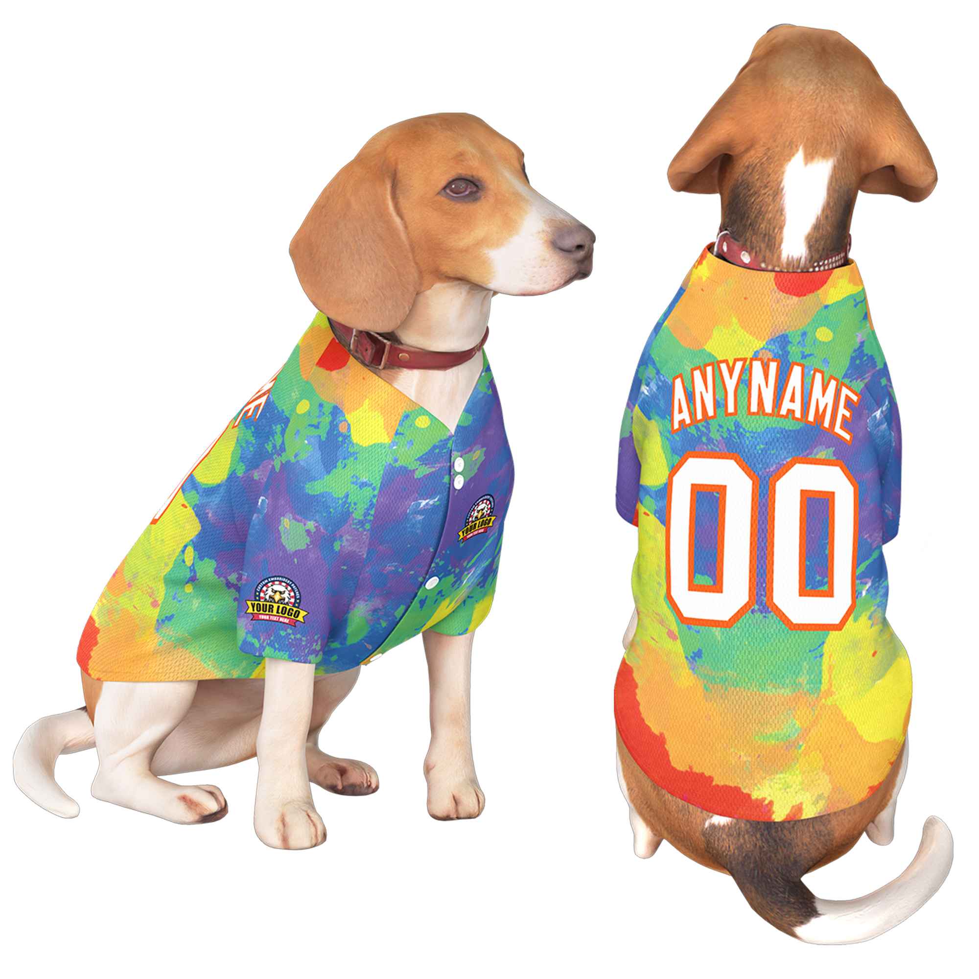 Custom White Orange Graffiti Pattern Dog Jersey