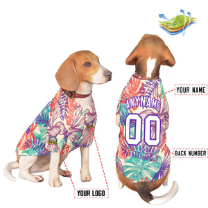 Maillot pour chien à motif graffiti violet blanc personnalisé