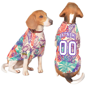 Maillot pour chien à motif graffiti violet blanc personnalisé