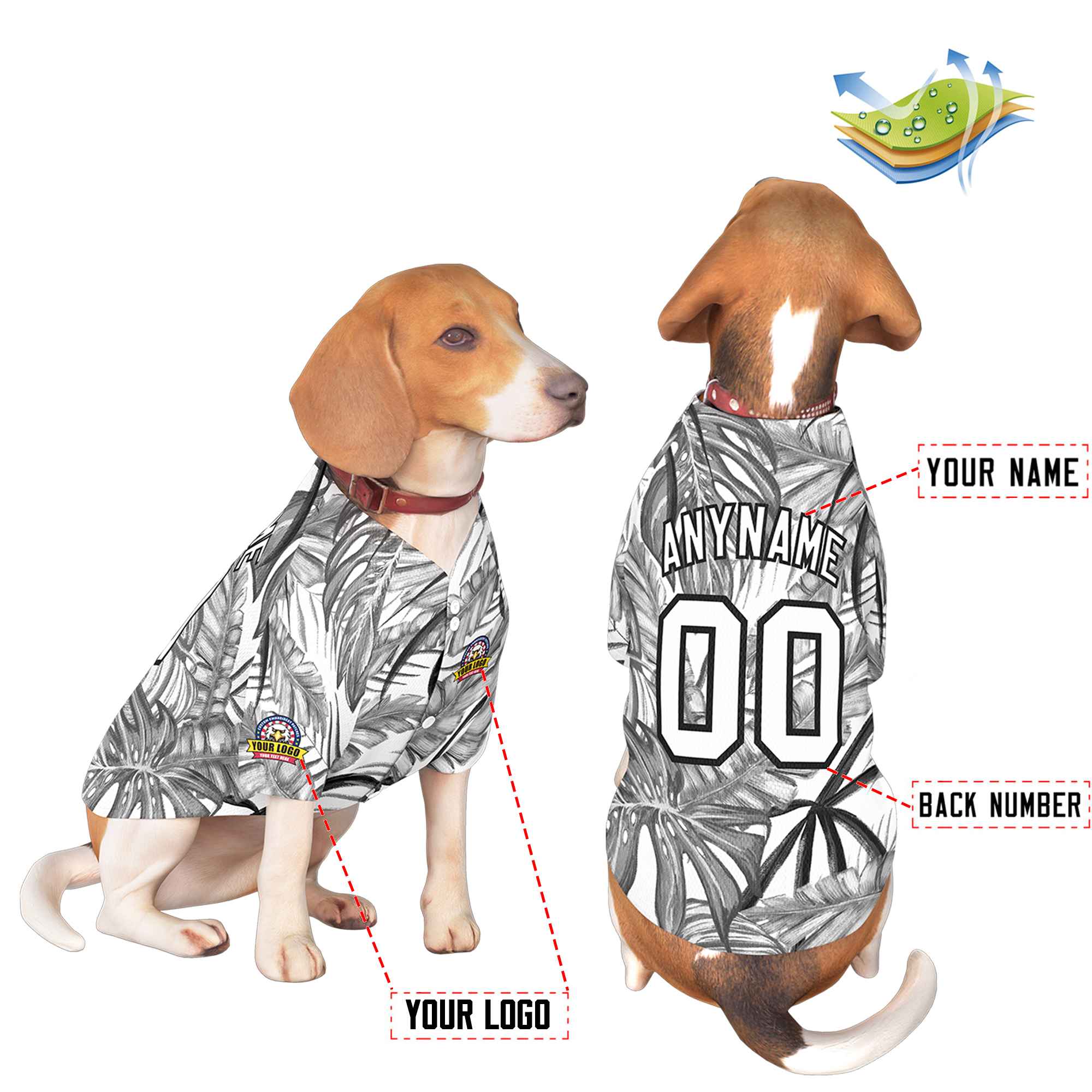 Custom White Black Graffiti Pattern Dog Jersey