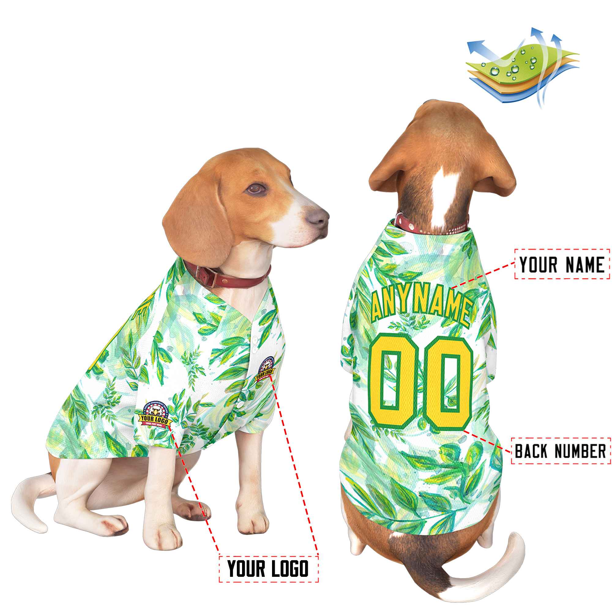 Custom Gold Kelly Green Graffiti Pattern Dog Jersey