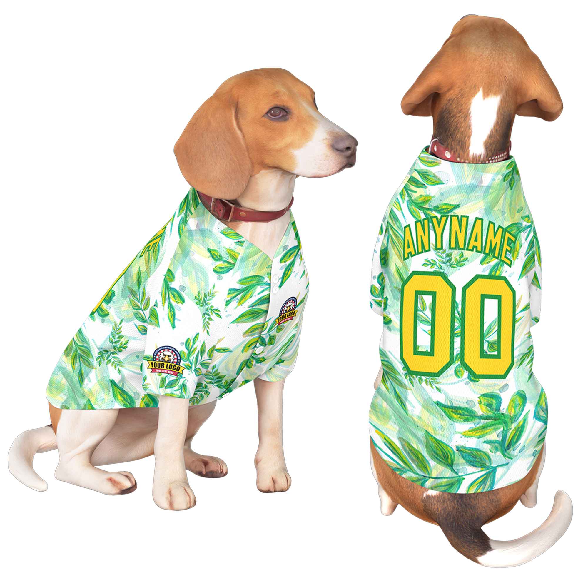 Custom Gold Kelly Green Graffiti Pattern Dog Jersey