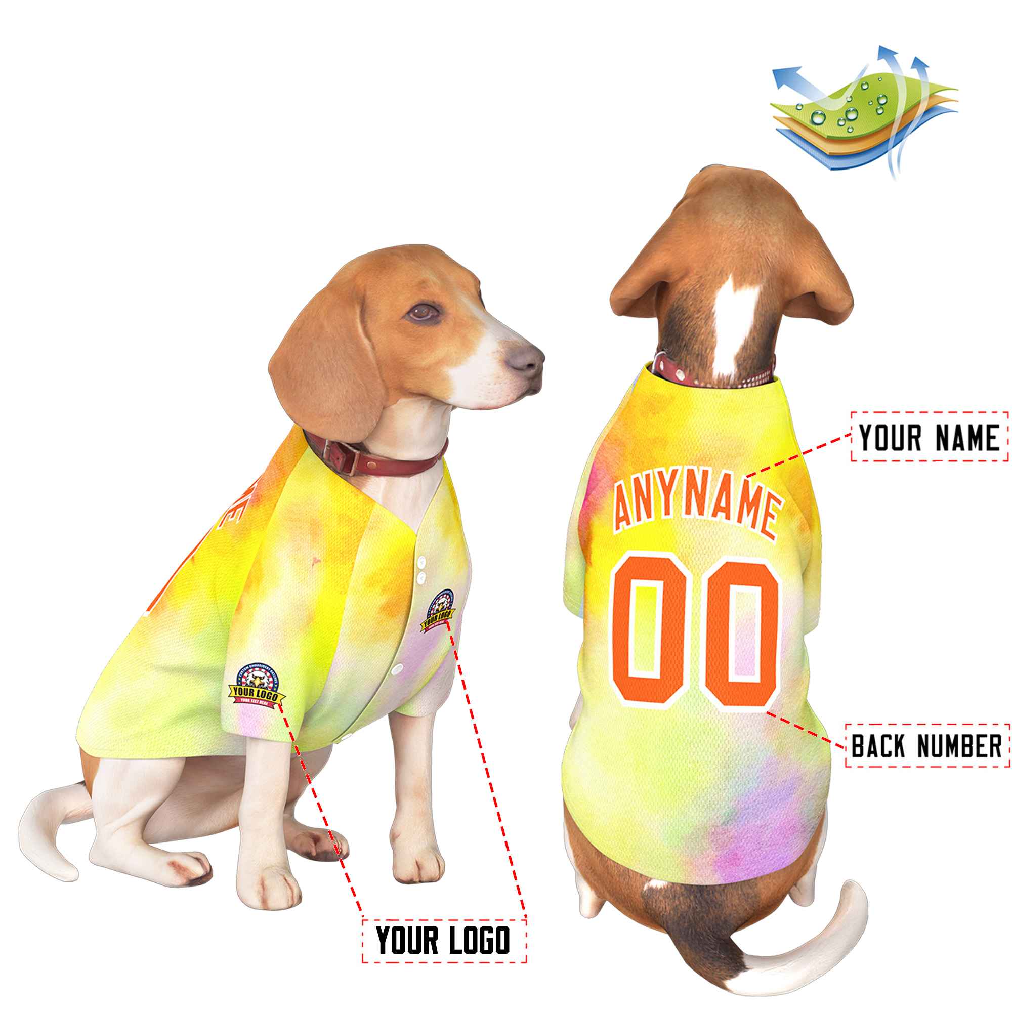 Custom Orange White Graffiti Pattern Dog Jersey