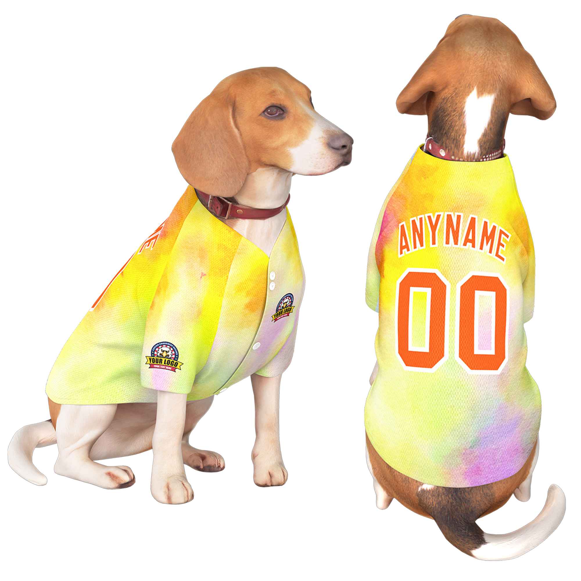 Custom Orange White Graffiti Pattern Dog Jersey