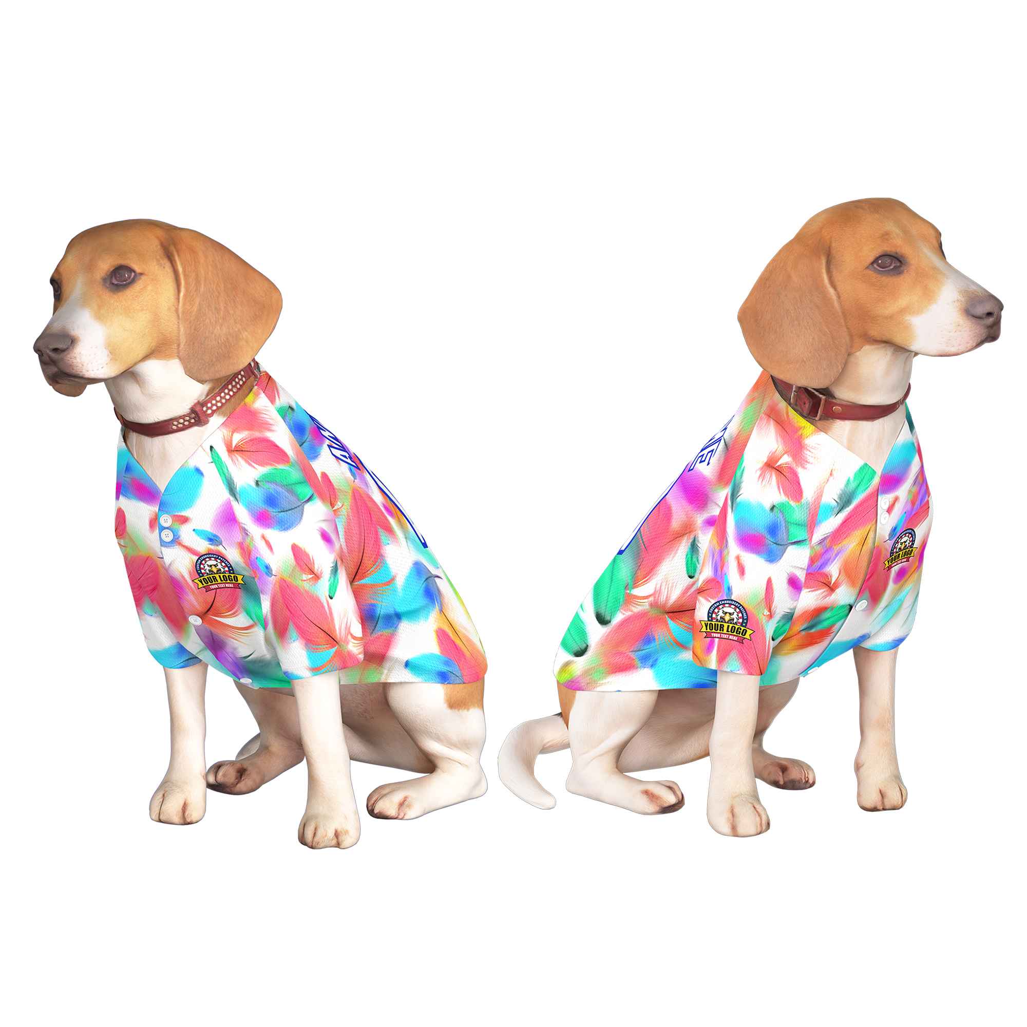 Maillot pour chien à motif de graffiti royal blanc personnalisé