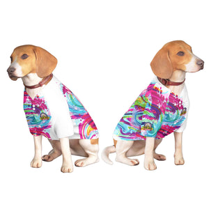 Maillot pour chien à motif graffiti rose blanc personnalisé