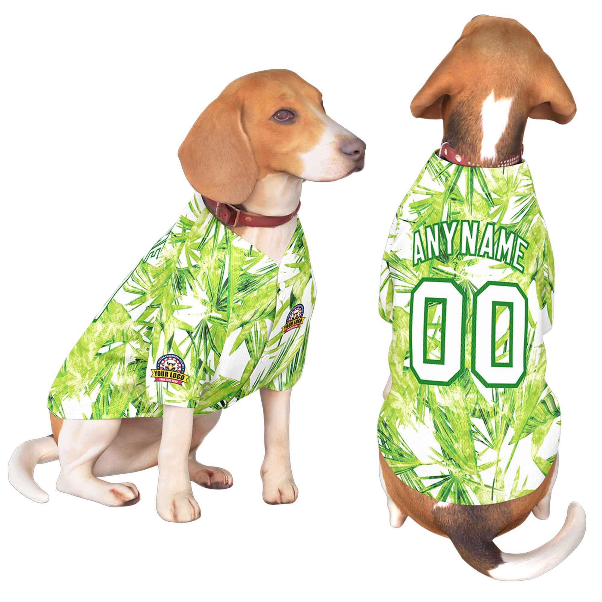 Custom White Kelly Green Graffiti Pattern Dog Jersey