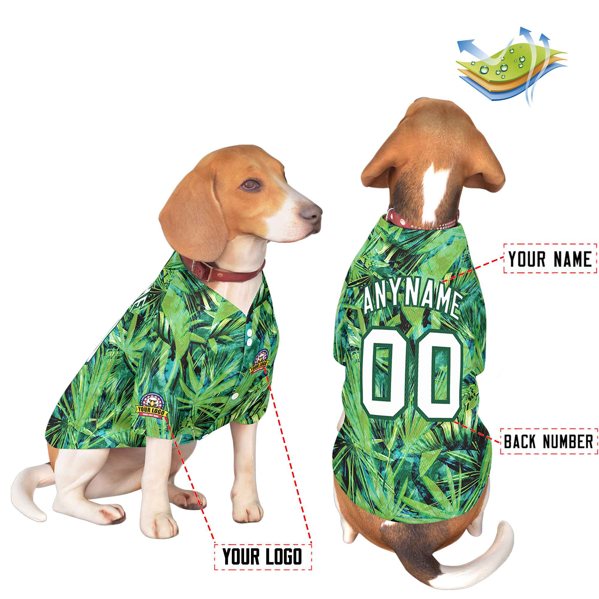 Custom White Green Graffiti Pattern Dog Jersey