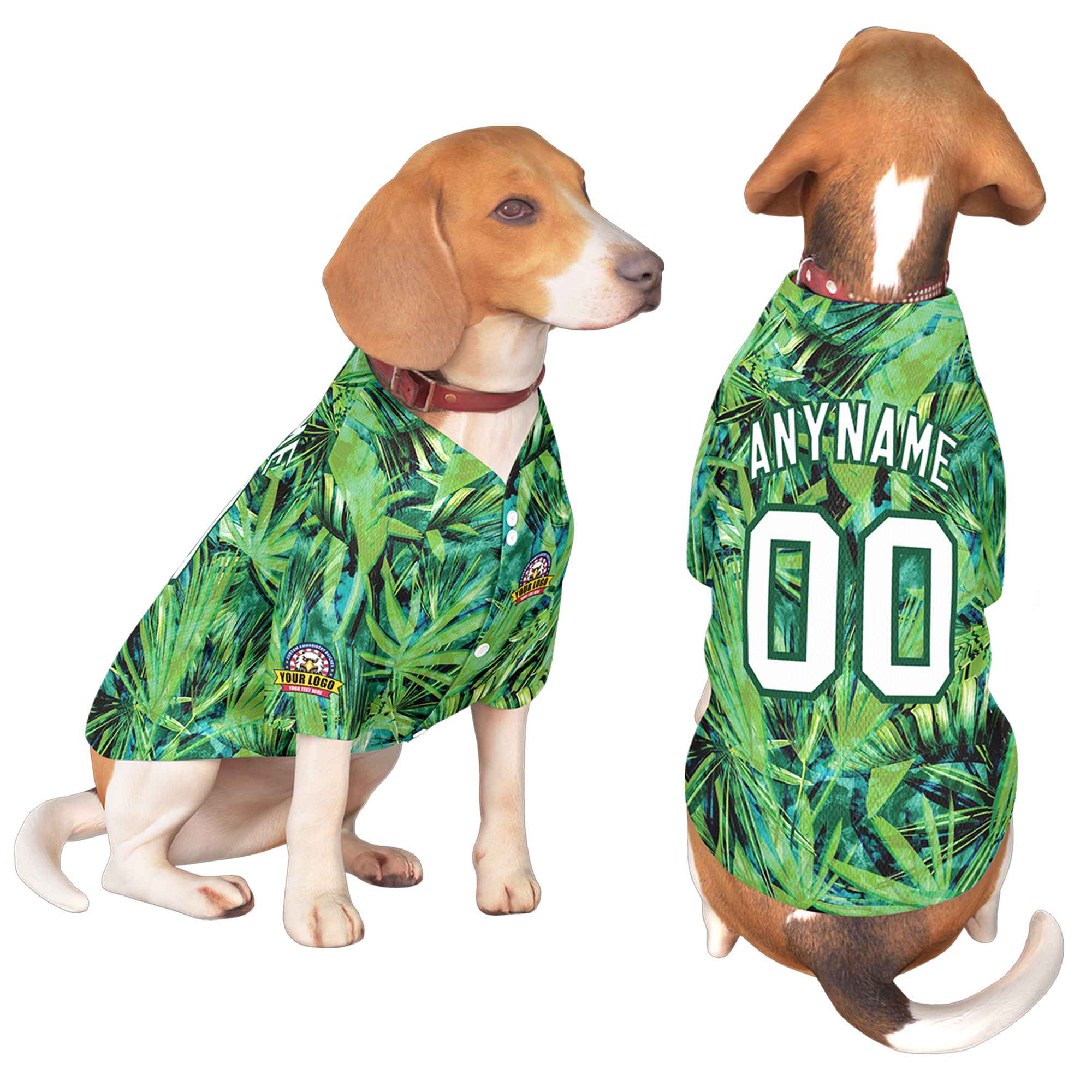 Custom White Green Graffiti Pattern Dog Jersey