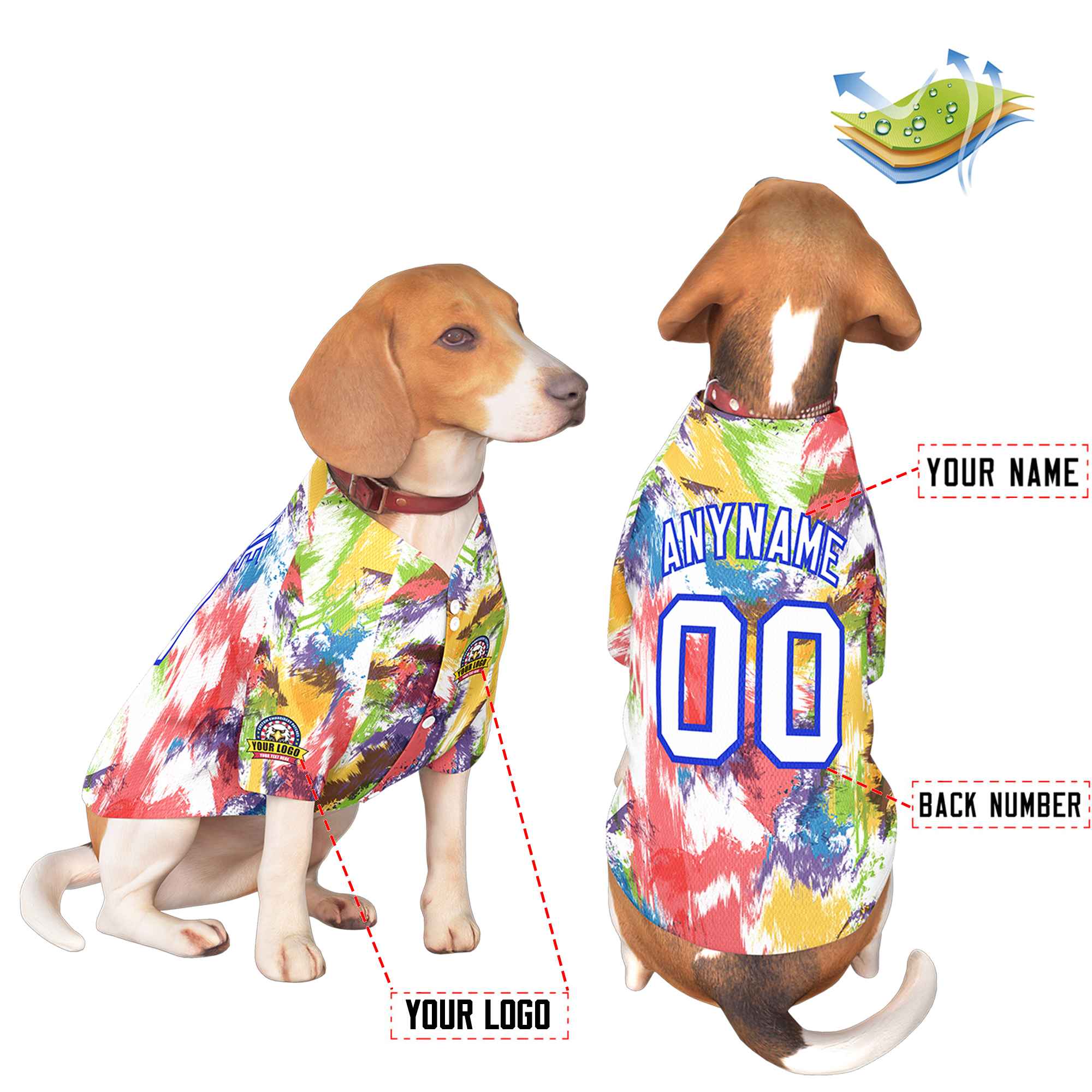 Custom White Royal Graffiti Pattern Dog Jersey