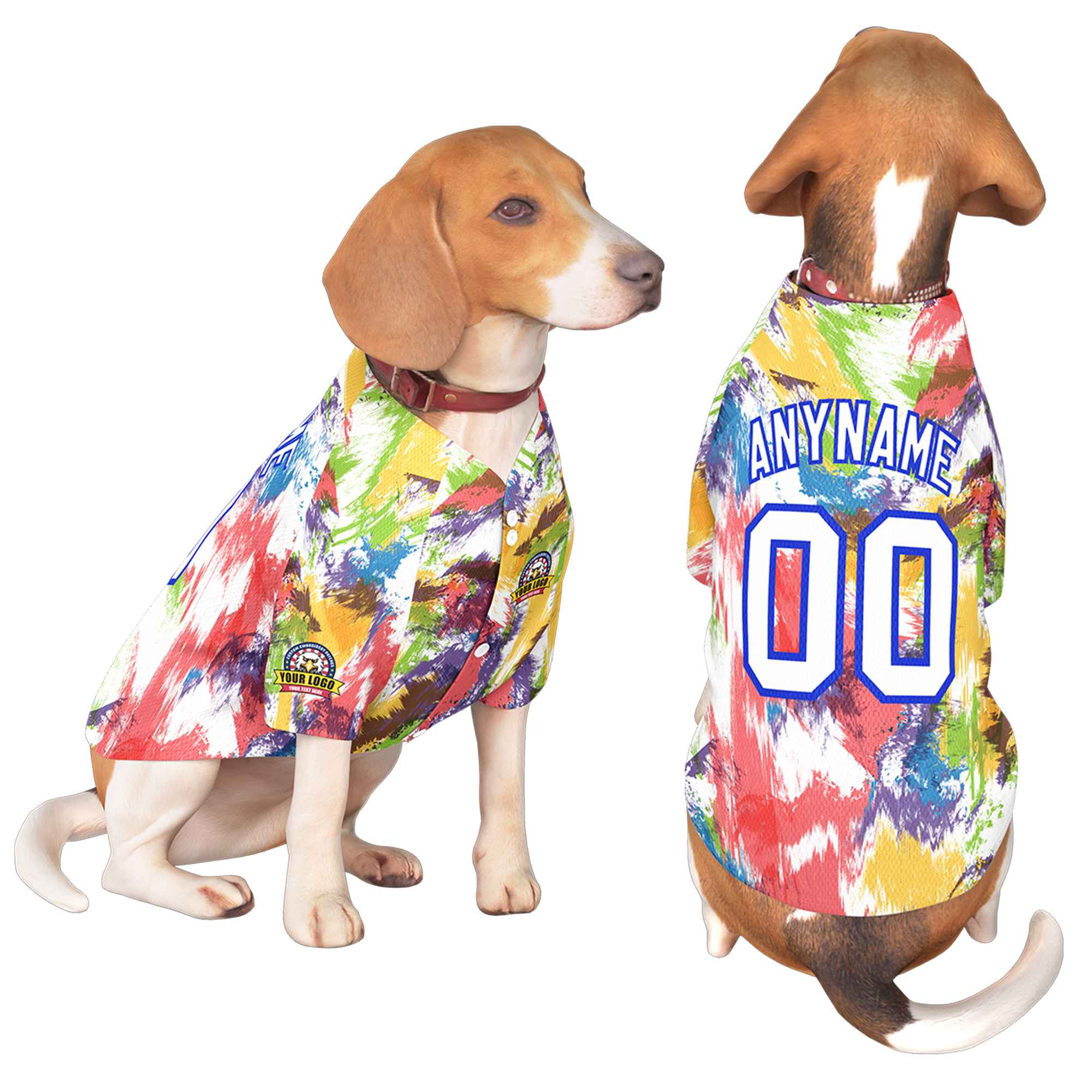 Custom White Royal Graffiti Pattern Dog Jersey