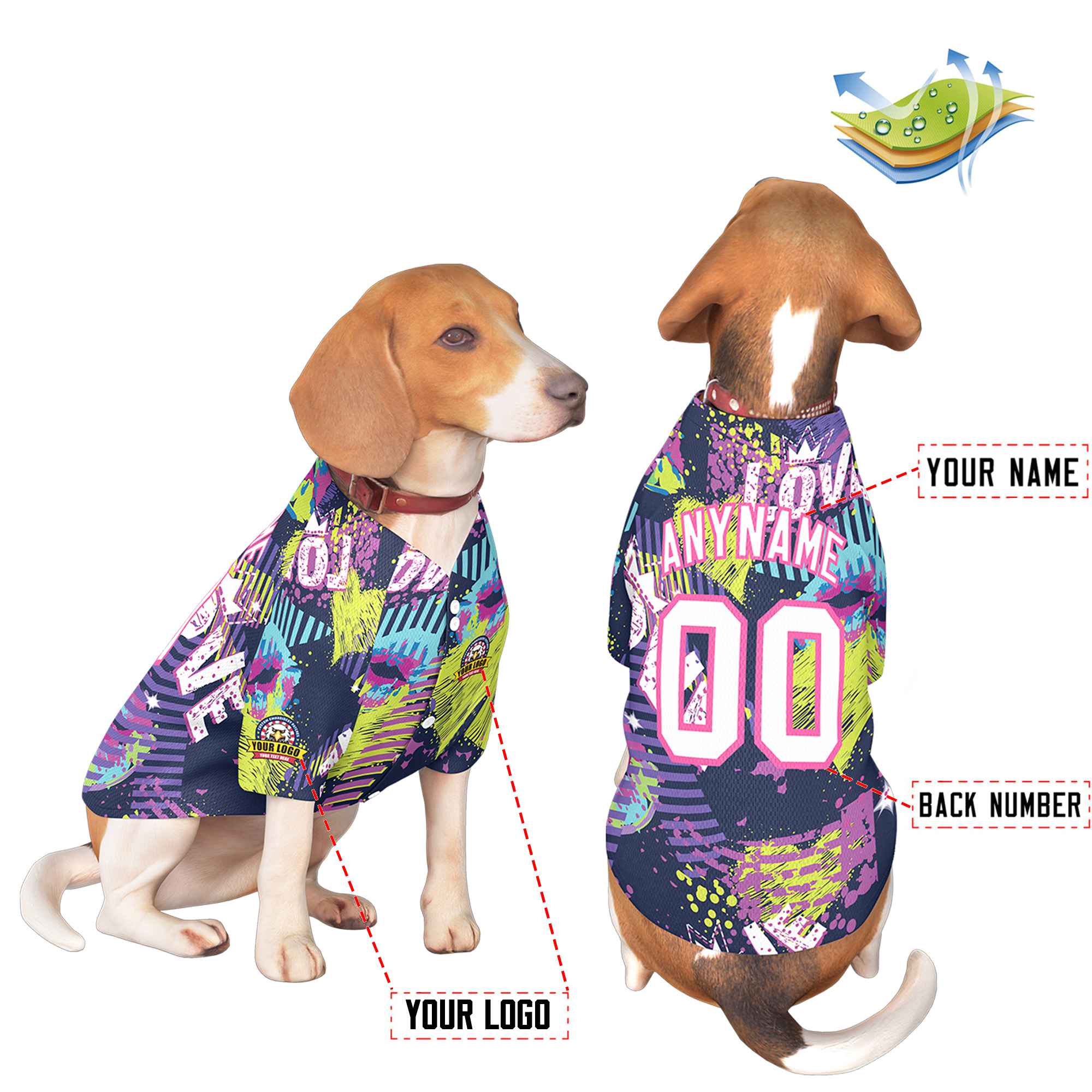 Custom White Pink Graffiti Pattern Dog Jersey