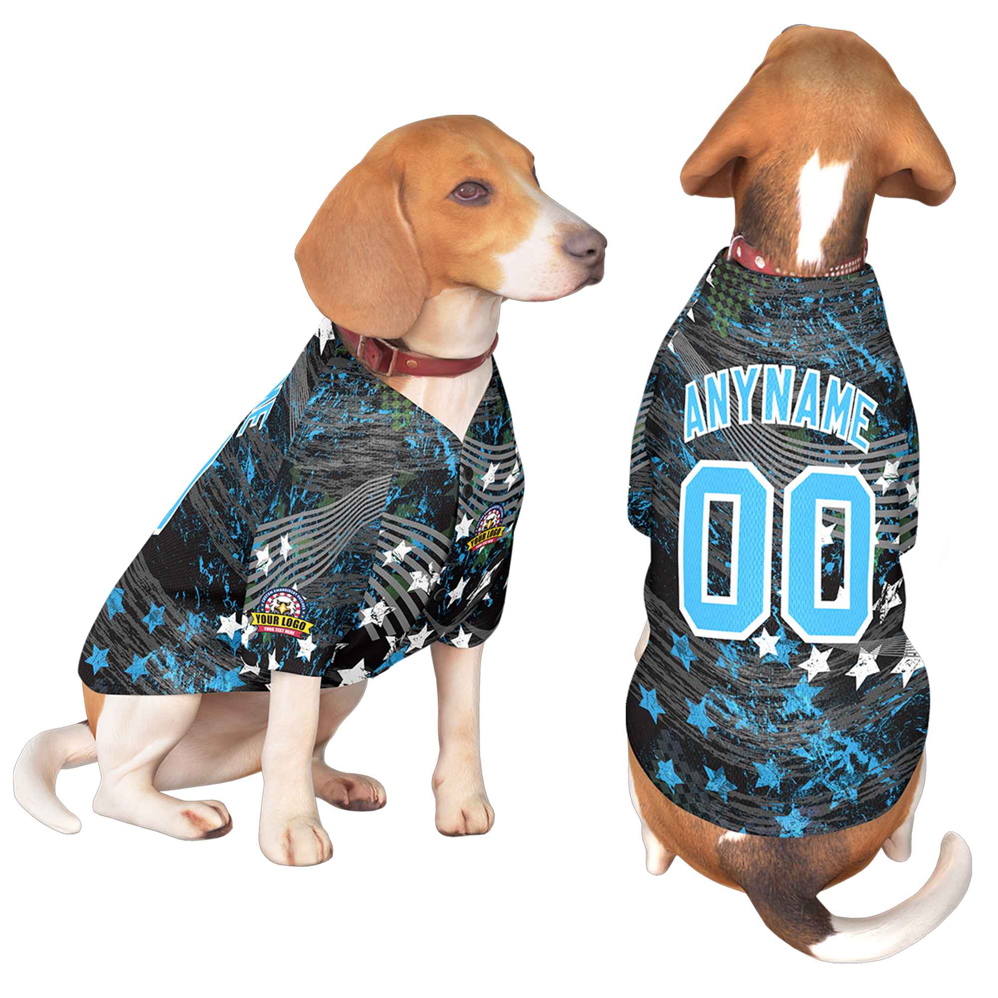 Custom Powder Blue White Graffiti Pattern Dog Jersey