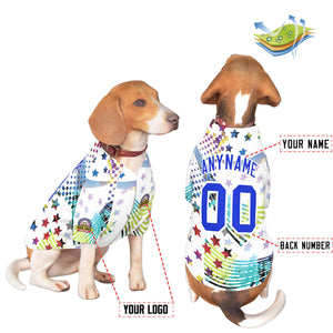 Custom Royal White Graffiti Pattern Dog Jersey