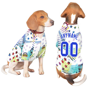 Custom Royal White Graffiti Pattern Dog Jersey