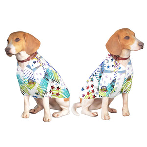 Maillot pour chien à motif graffiti blanc royal personnalisé