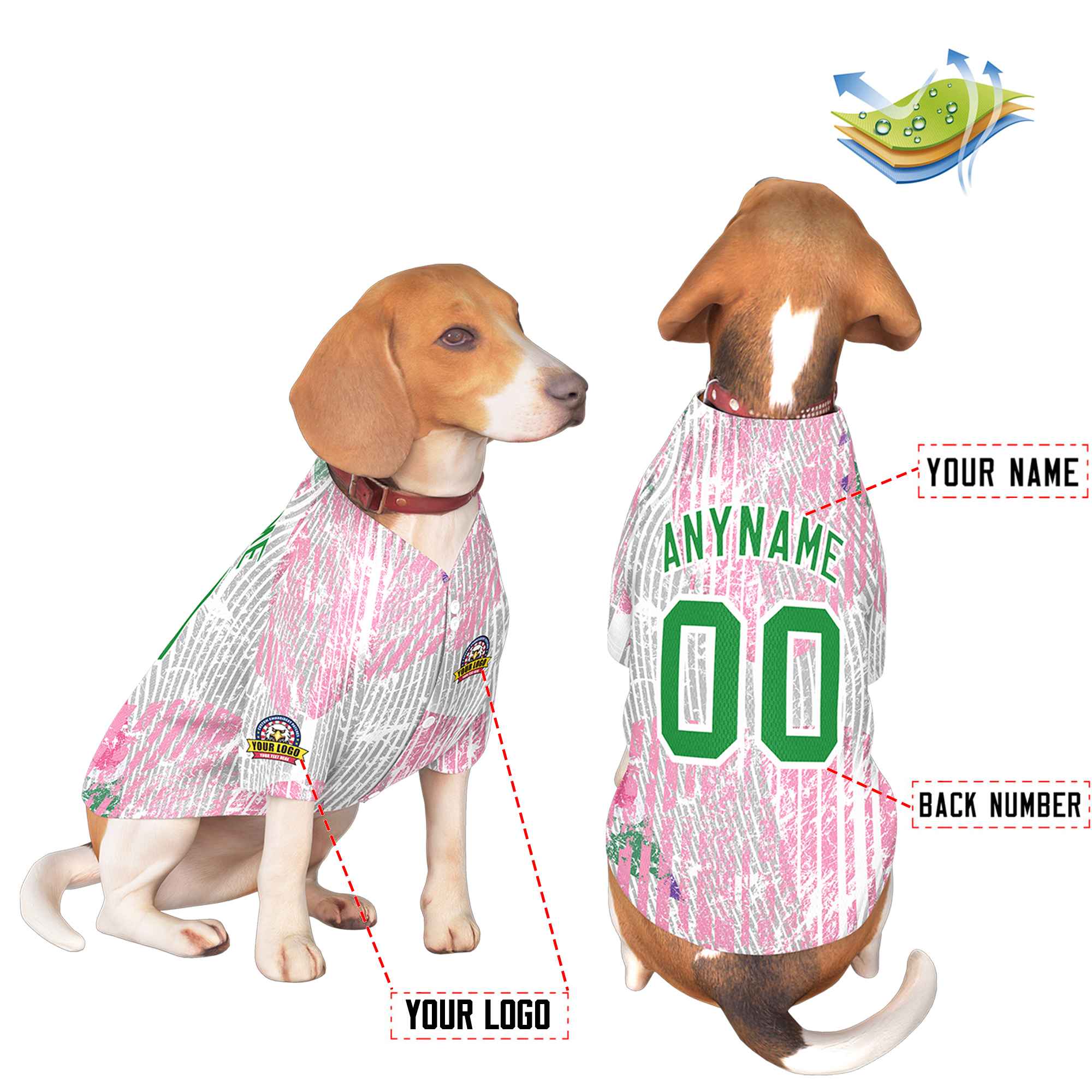 Custom Kelly Green White Graffiti Pattern Dog Jersey