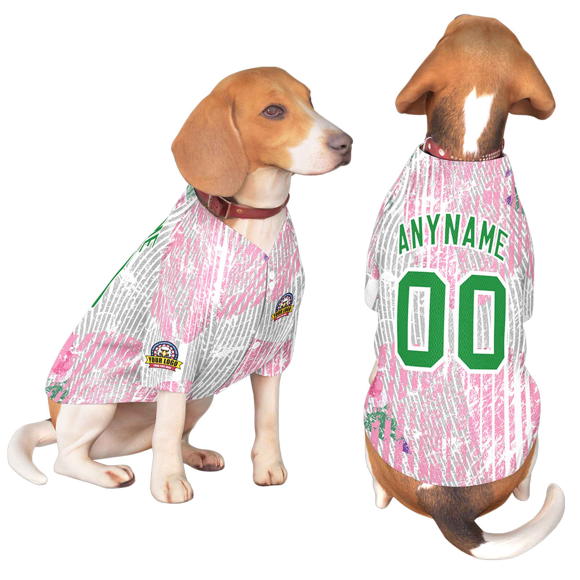 Custom Kelly Green White Graffiti Pattern Dog Jersey