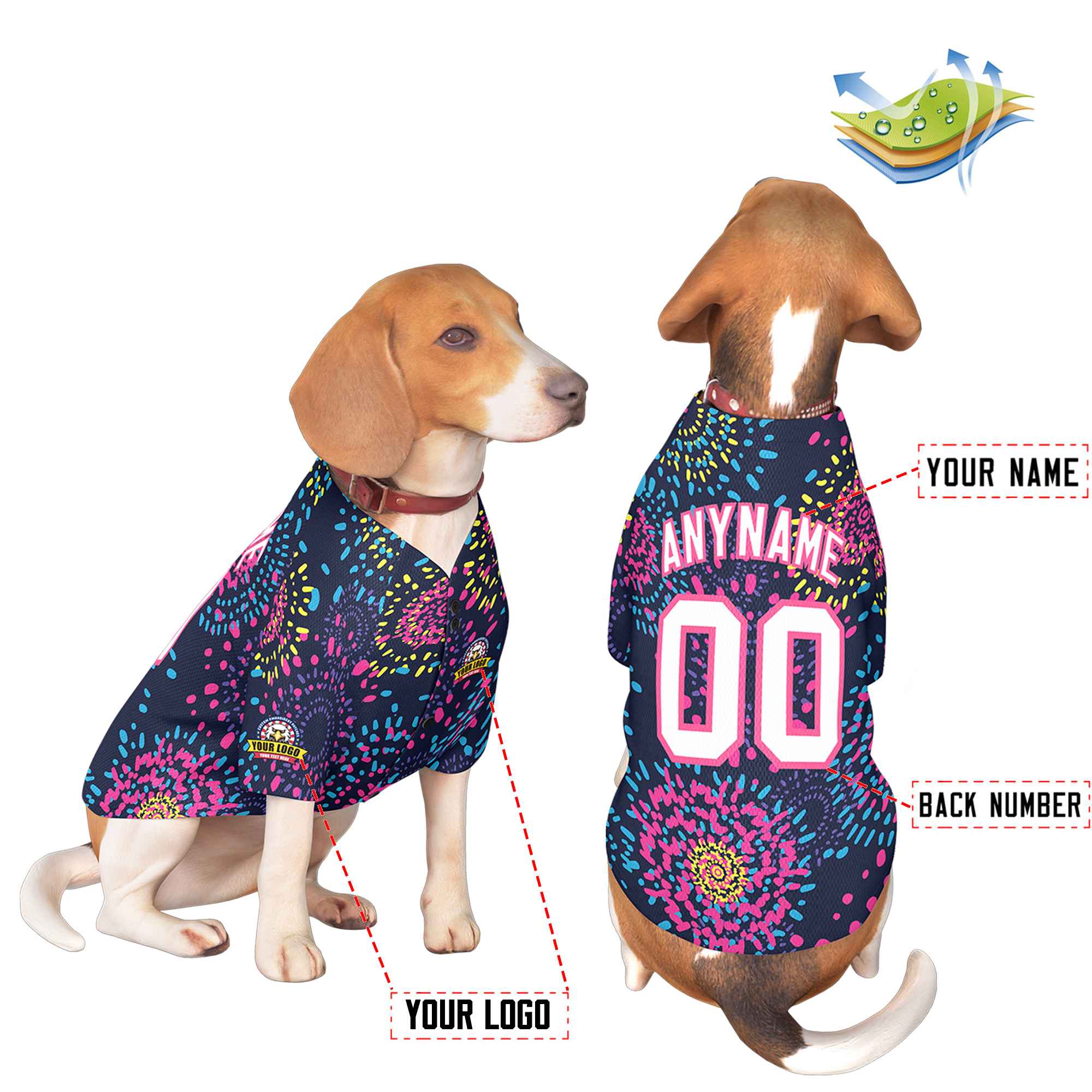 Custom White Pink Graffiti Pattern Dog Jersey