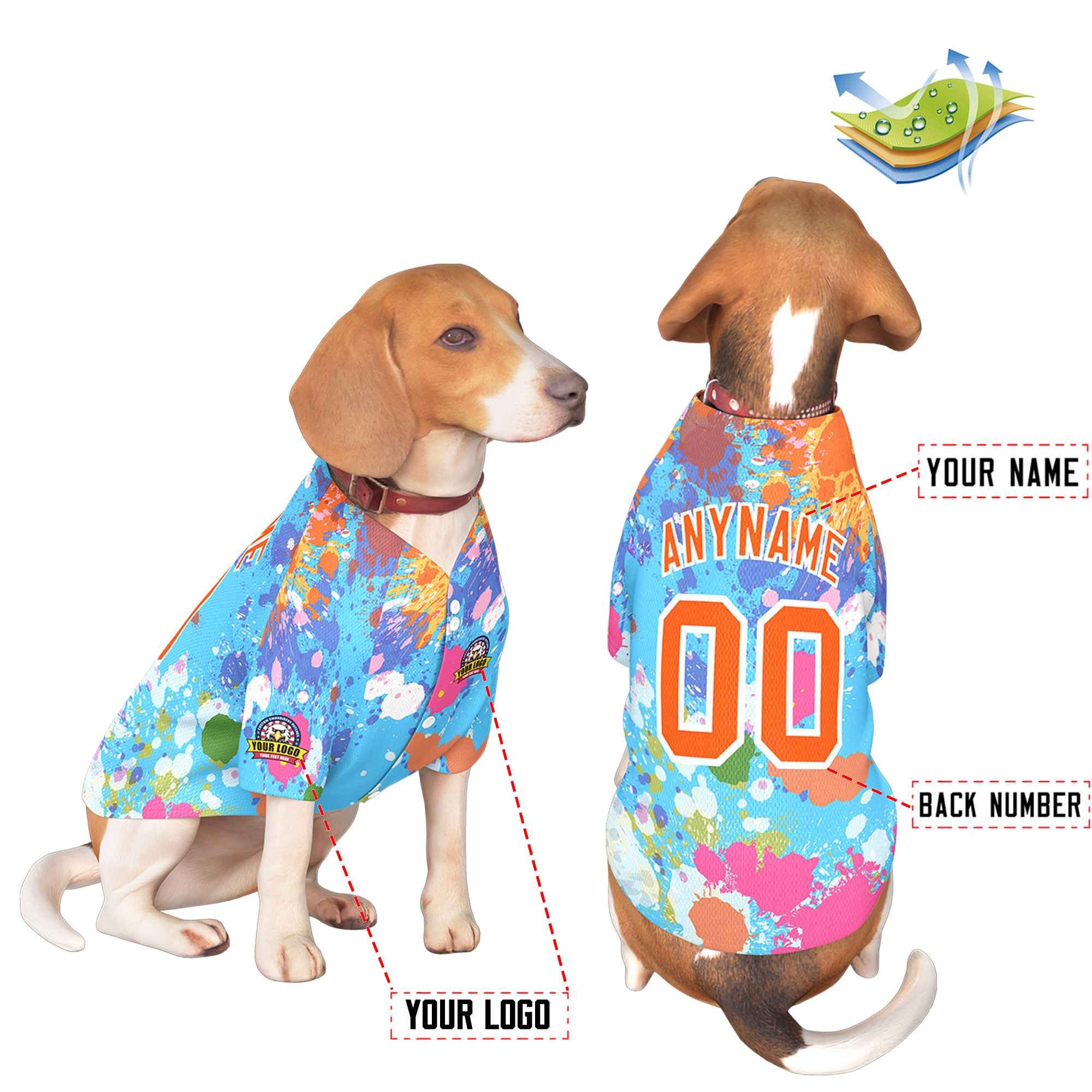 Custom Orange White Graffiti Pattern Dog Jersey