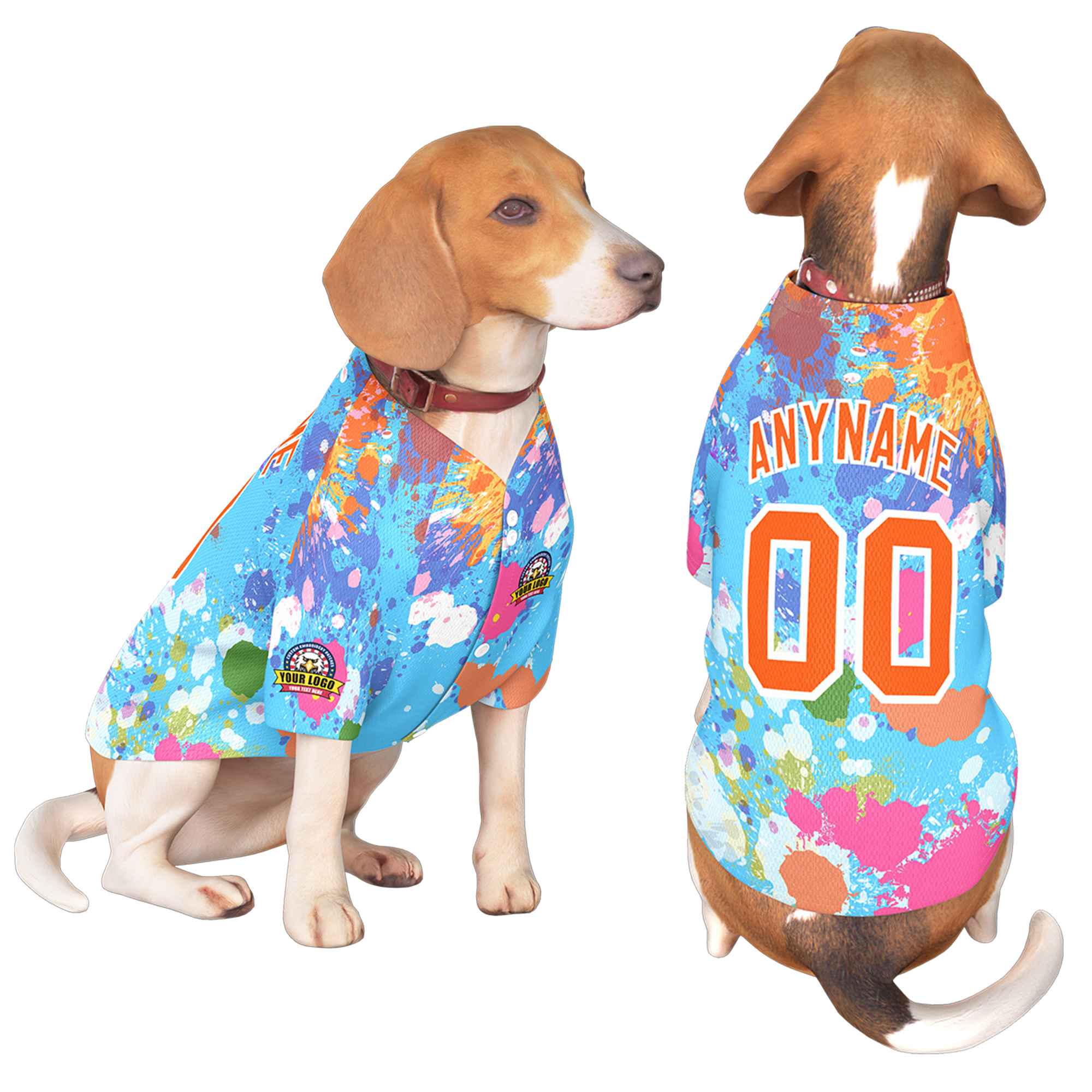 Custom Orange White Graffiti Pattern Dog Jersey