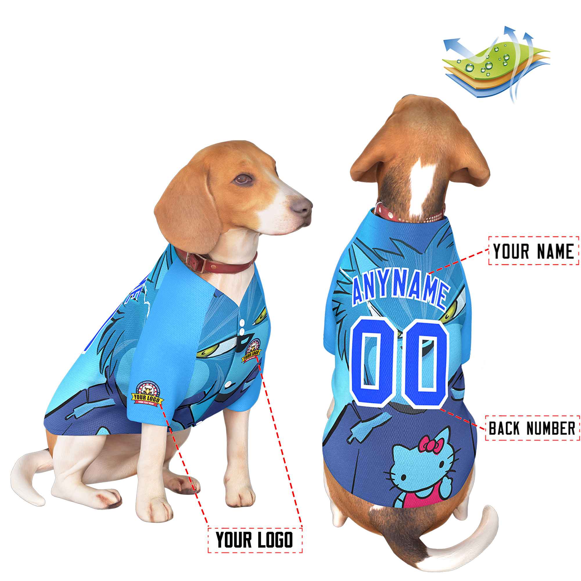 Custom Royal White Graffiti Pattern Dog Jersey