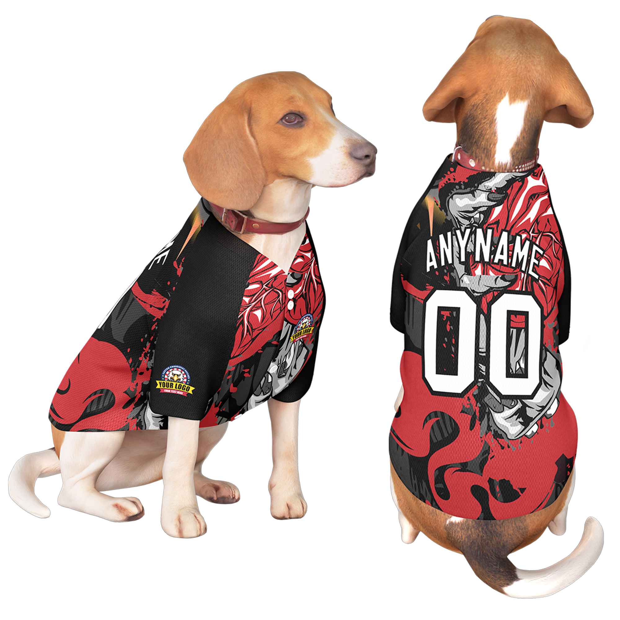 Custom White Black Graffiti Pattern Dog Jersey