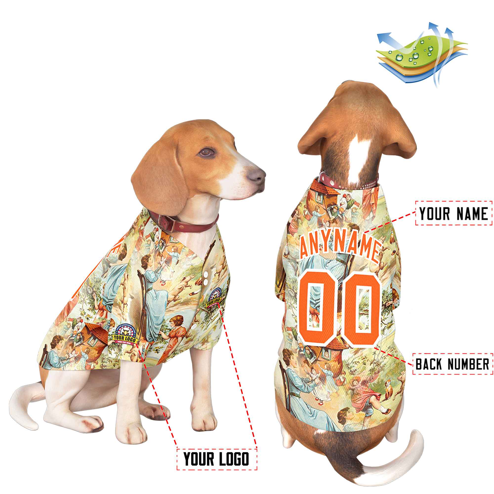 Custom Orange White Graffiti Pattern Dog Jersey